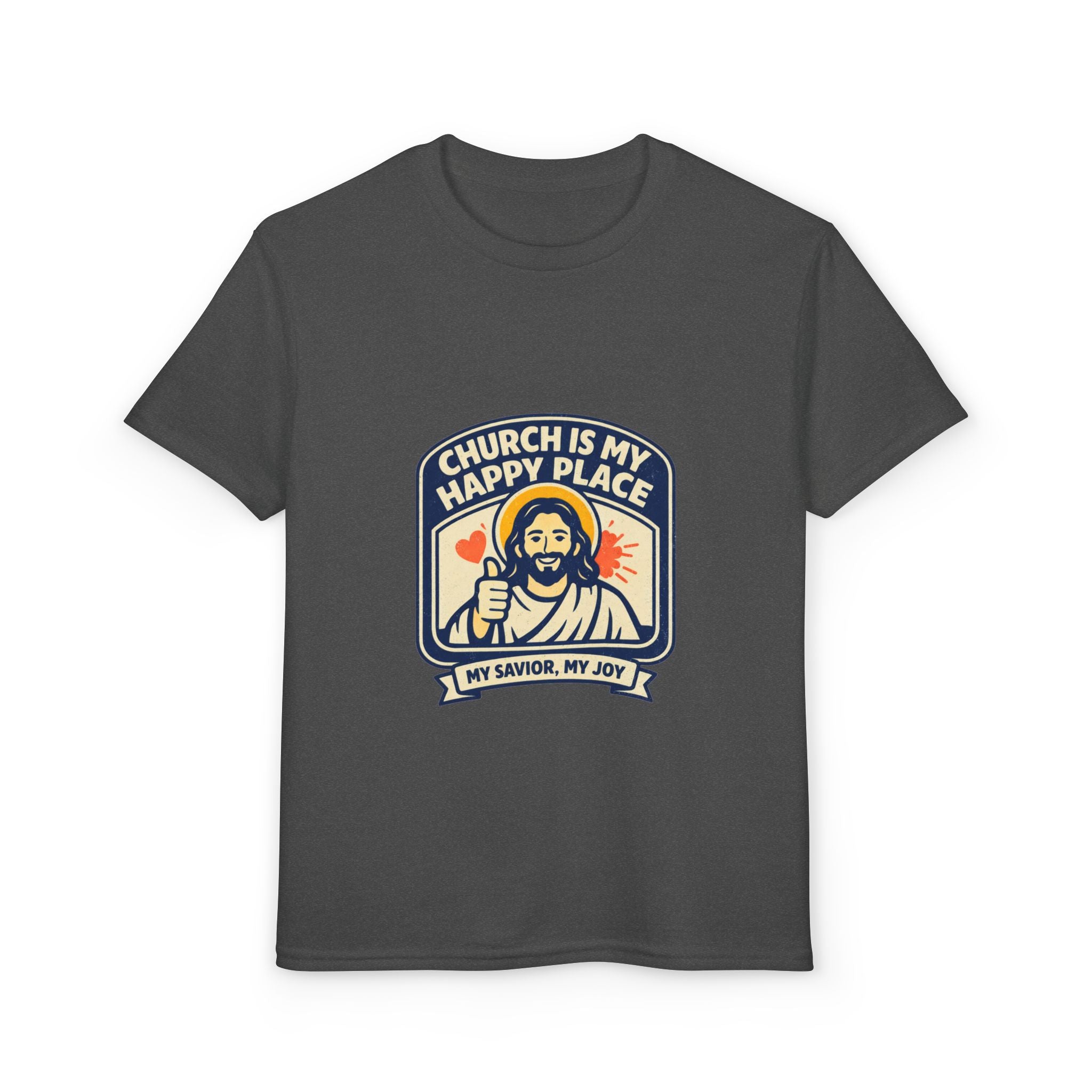 "Church Is My Happy Place" Kids Christian Tee