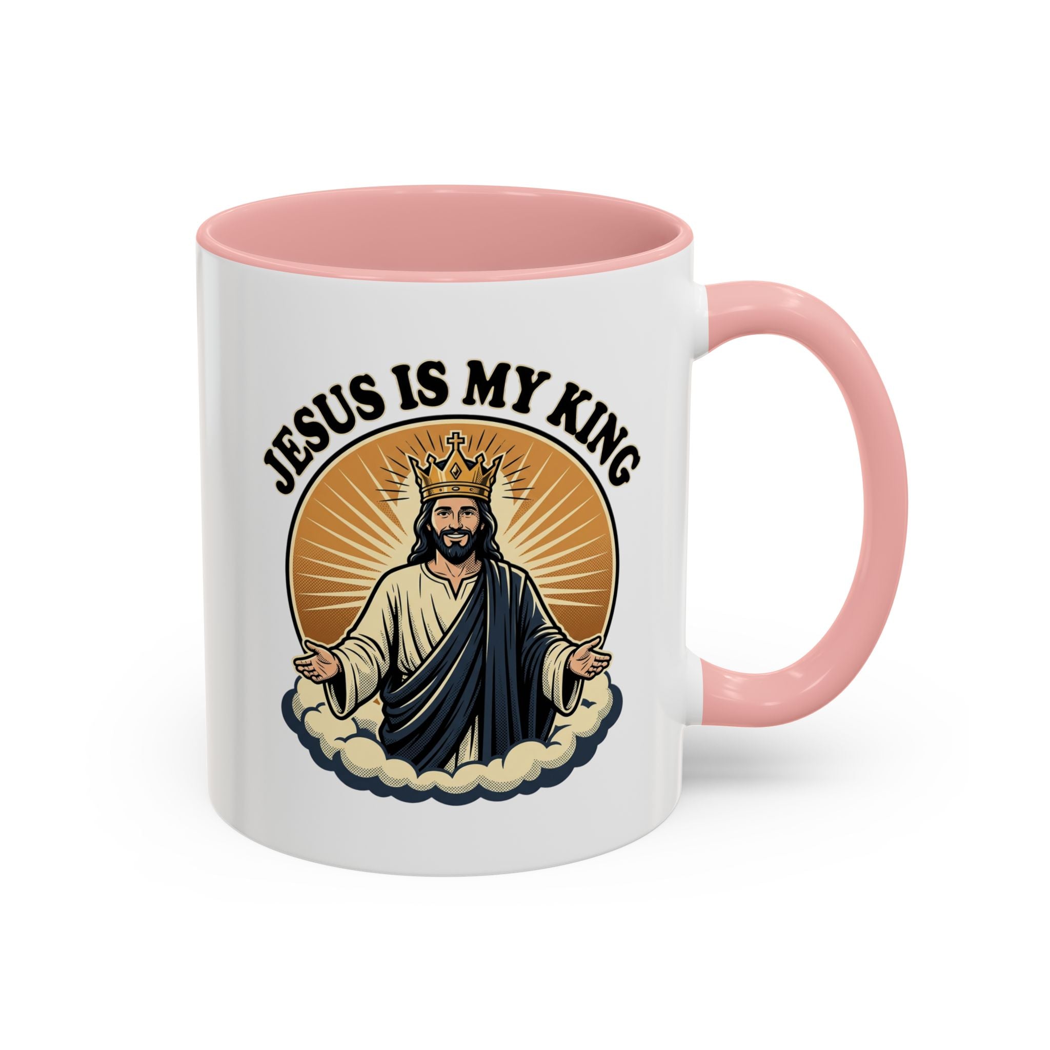 Jesus Is My King Accent Coffee Mug — Christian Religious Ceramic Mug (11/15oz)