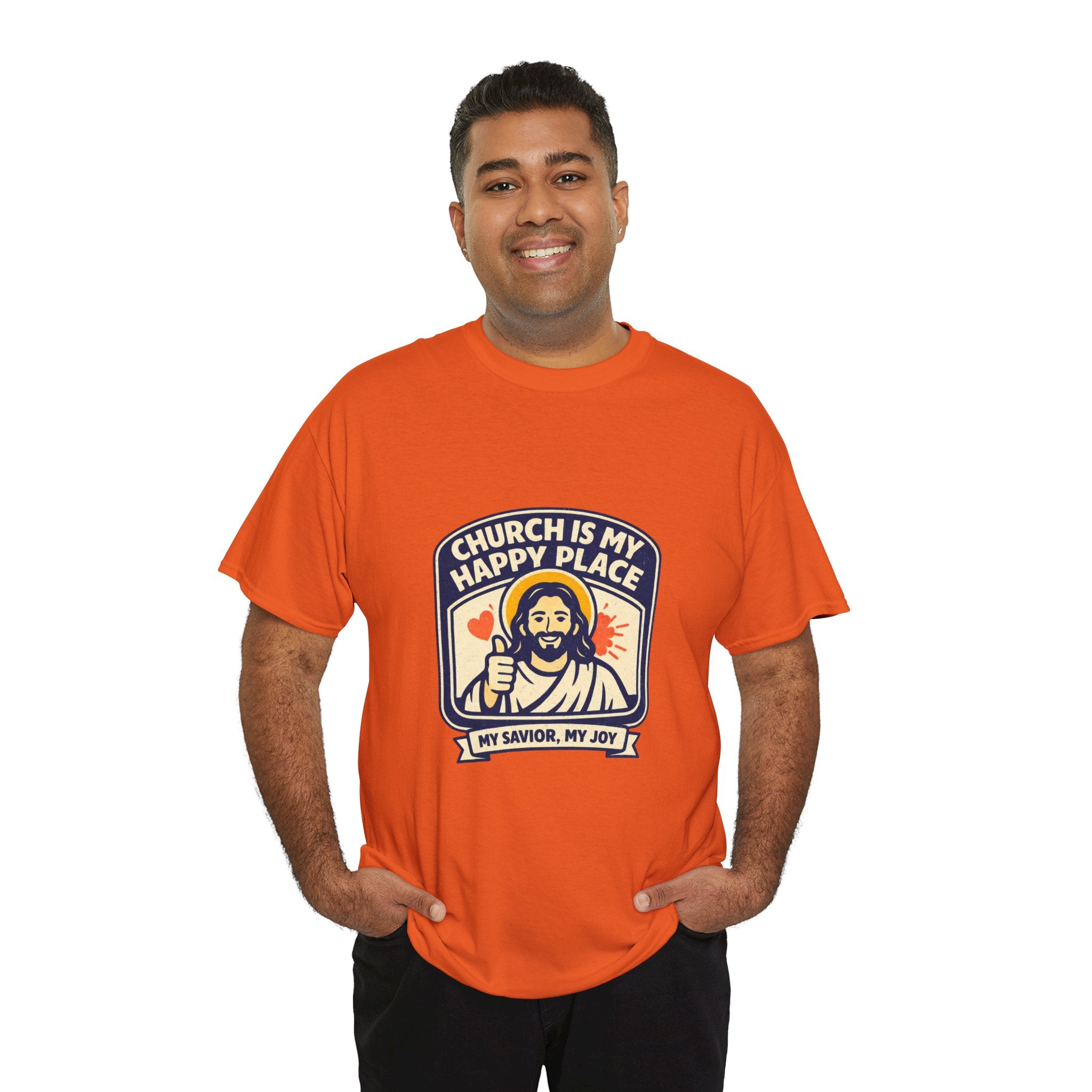 Church Is My Happy Place T-Shirt — Christian Faith Tee (My Savior, My Joy)
