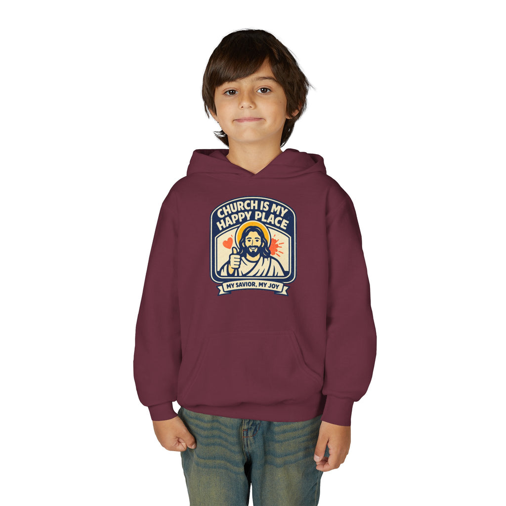"Church Is My Happy Place" Youth Jesus Graphic Christian Sweatshirt