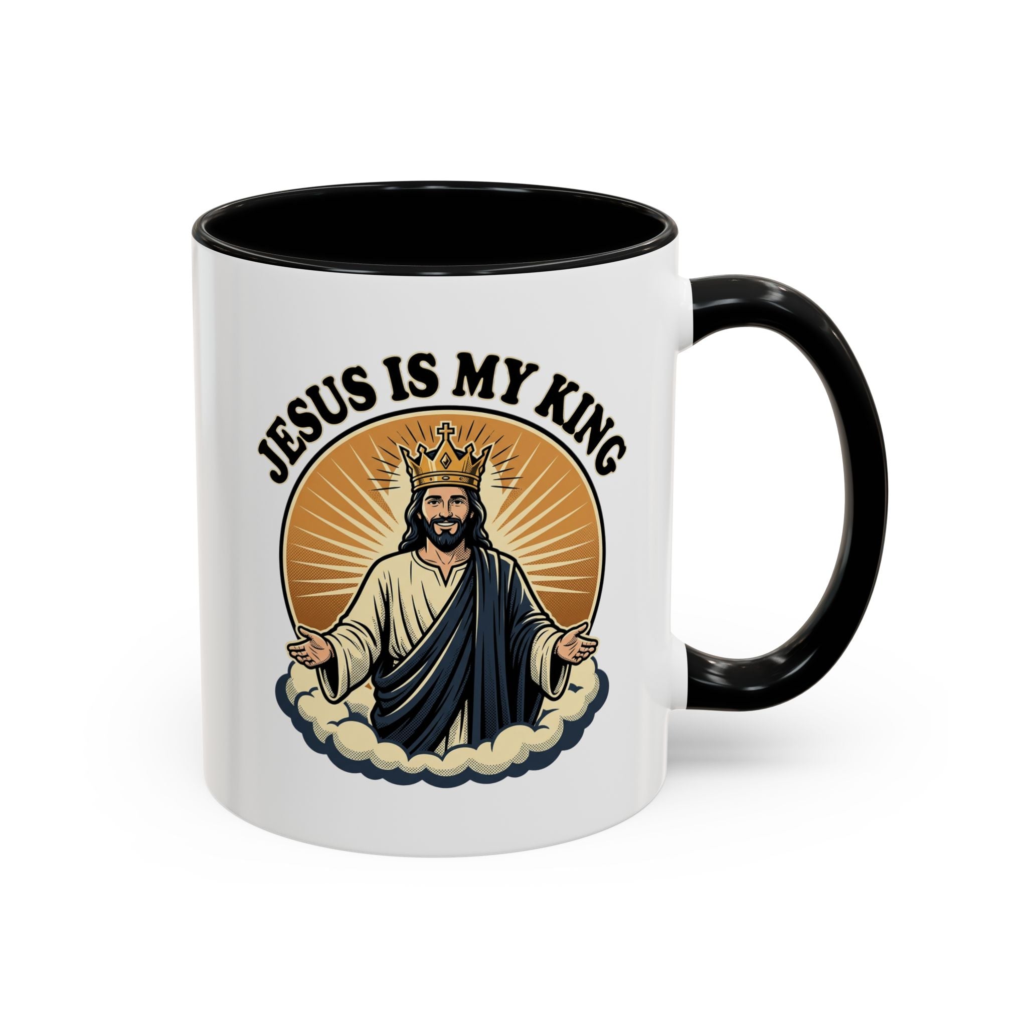 Jesus Is My King Accent Coffee Mug — Christian Religious Ceramic Mug (11/15oz)