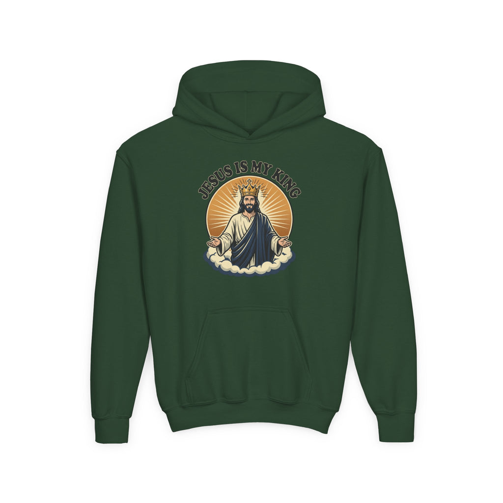 "Jesus Is My King" Youth Hoodie, Christian Faith Pullover
