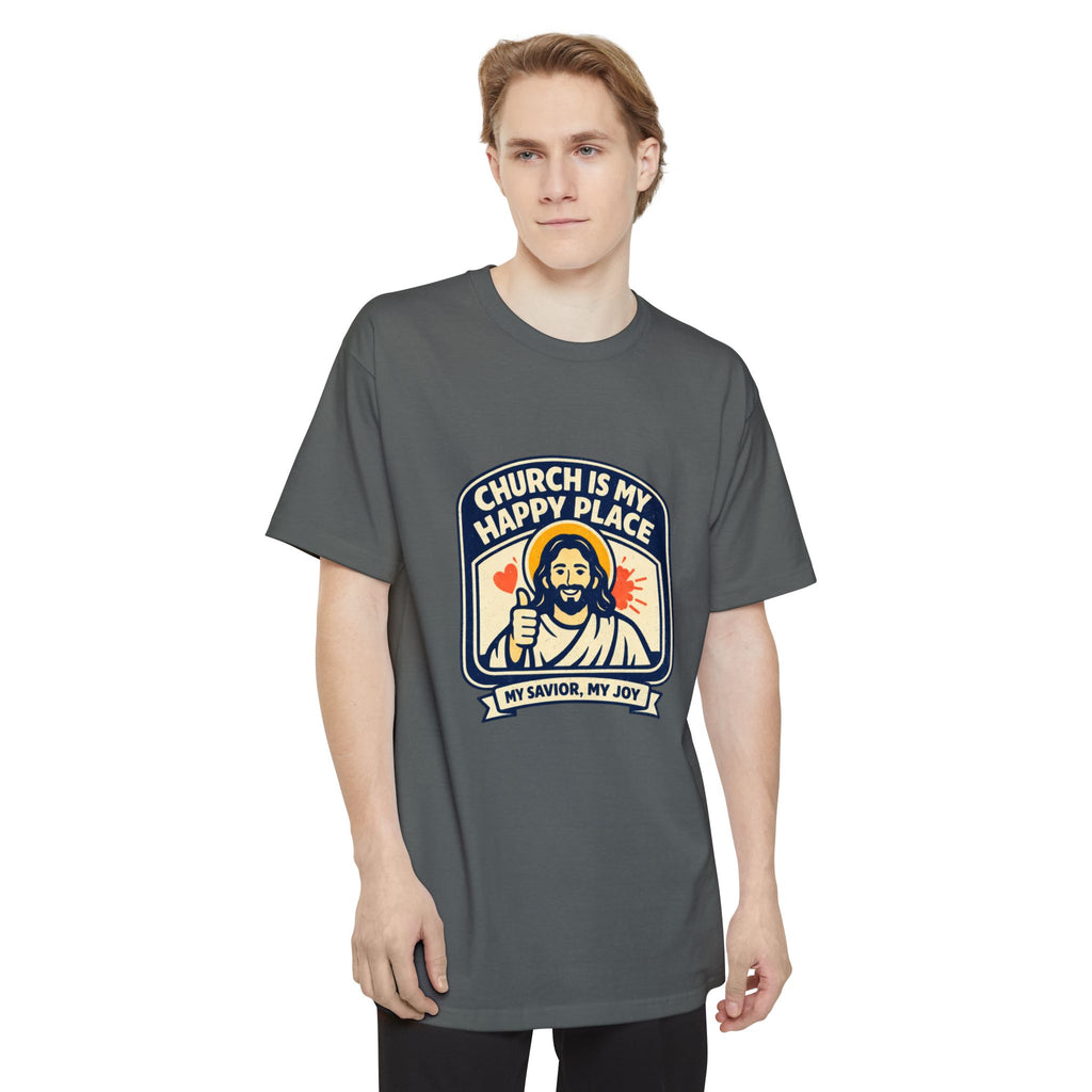 Church Is My Happy Place T-Shirt (Big & Tall) — Christian Faith Graphic Tee