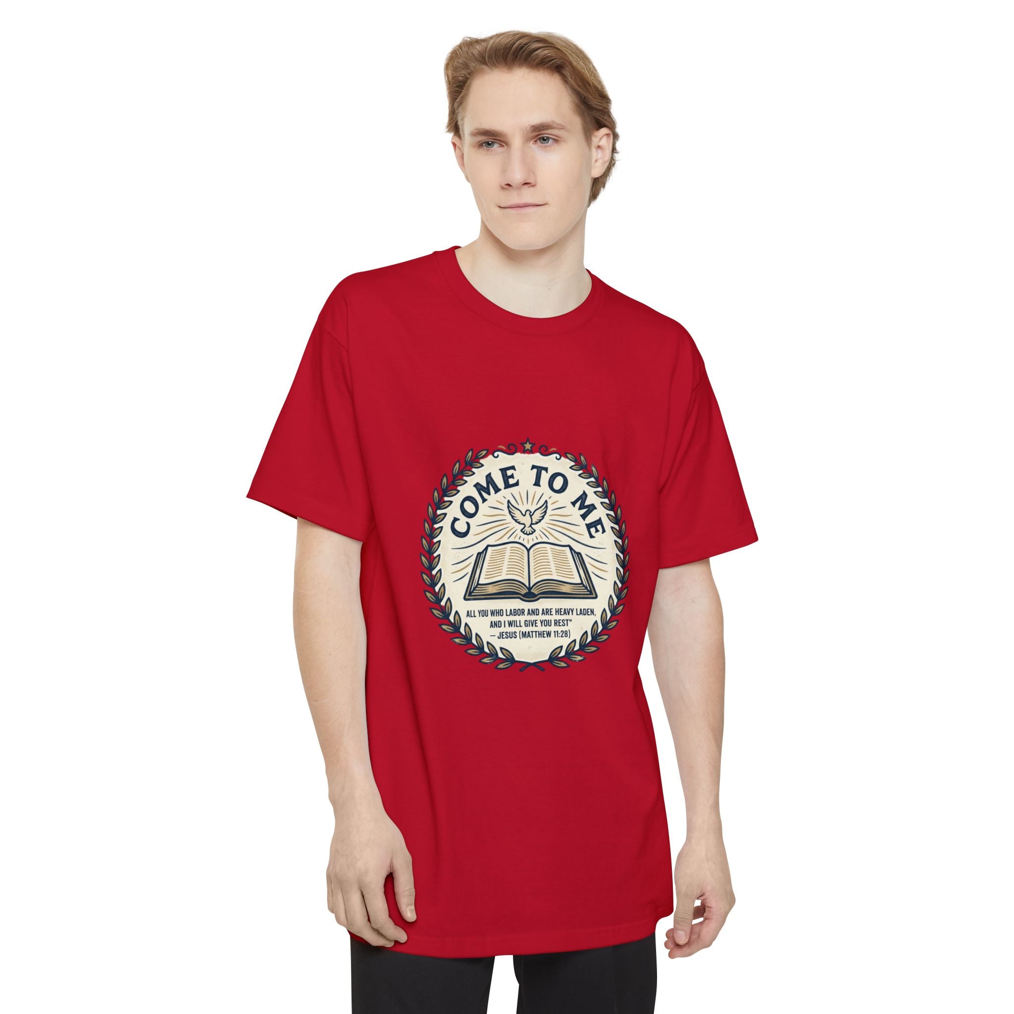 Come to Me - Matthew 11:28 Bible Verse T-Shirt (Big & Tall) — Christian Faith Graphic Tee