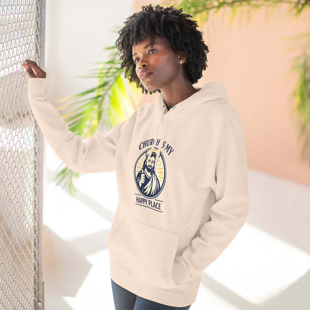 Church Is My Happy Place Hoodie - Christian Faith Graphic Hoodie