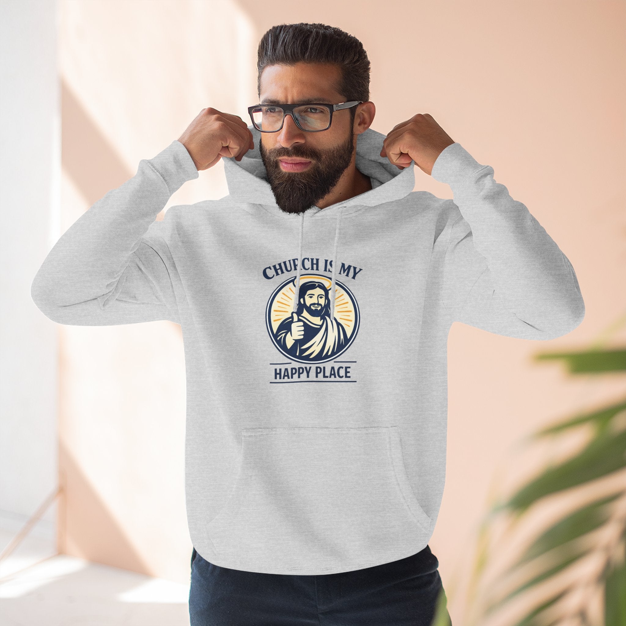 Church Is My Happy Place Hoodie - Christian Faith Graphic Hoodie