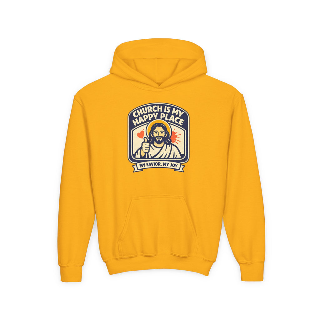 "Church Is My Happy Place" Youth Jesus Graphic Christian Sweatshirt