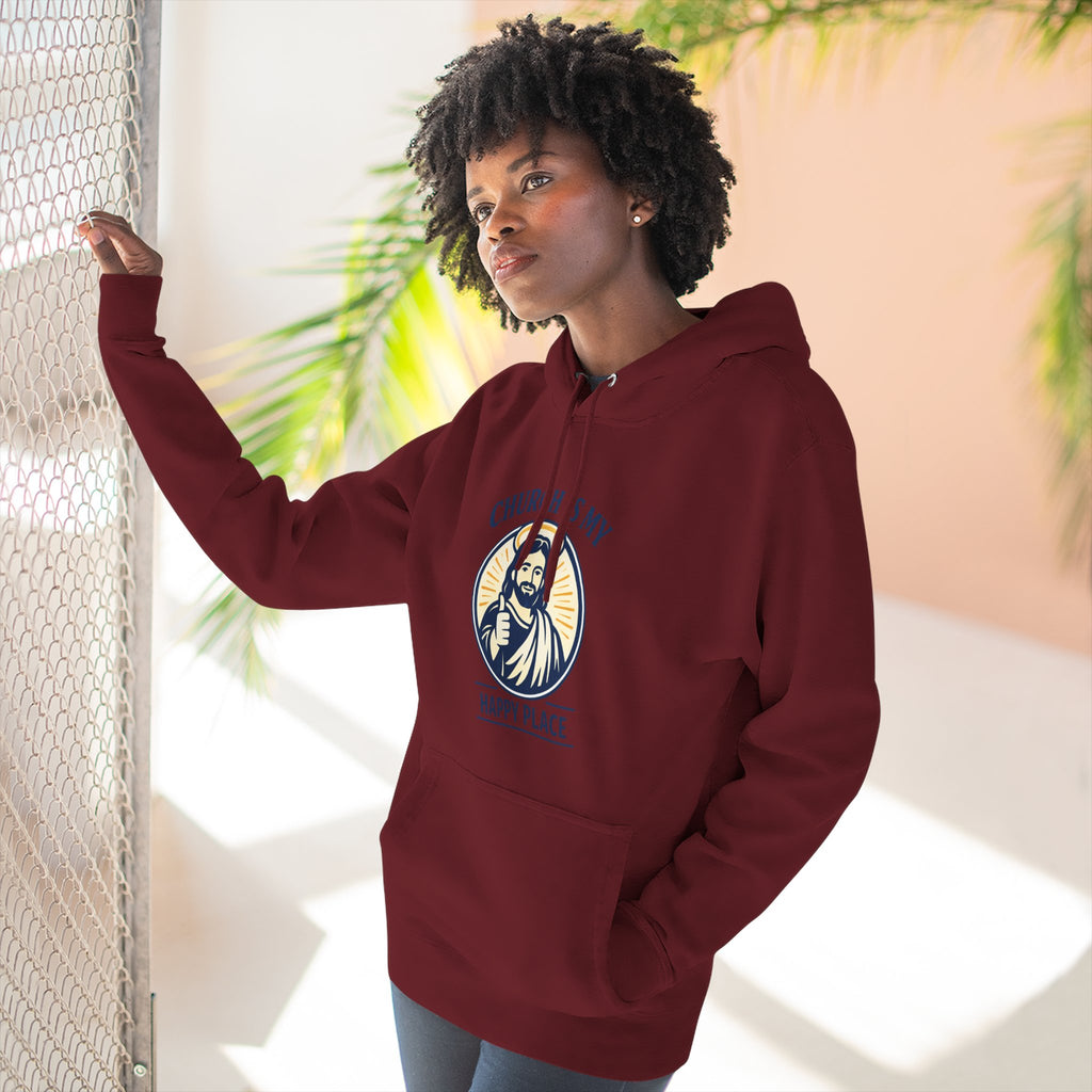 Church Is My Happy Place Hoodie - Christian Faith Graphic Hoodie