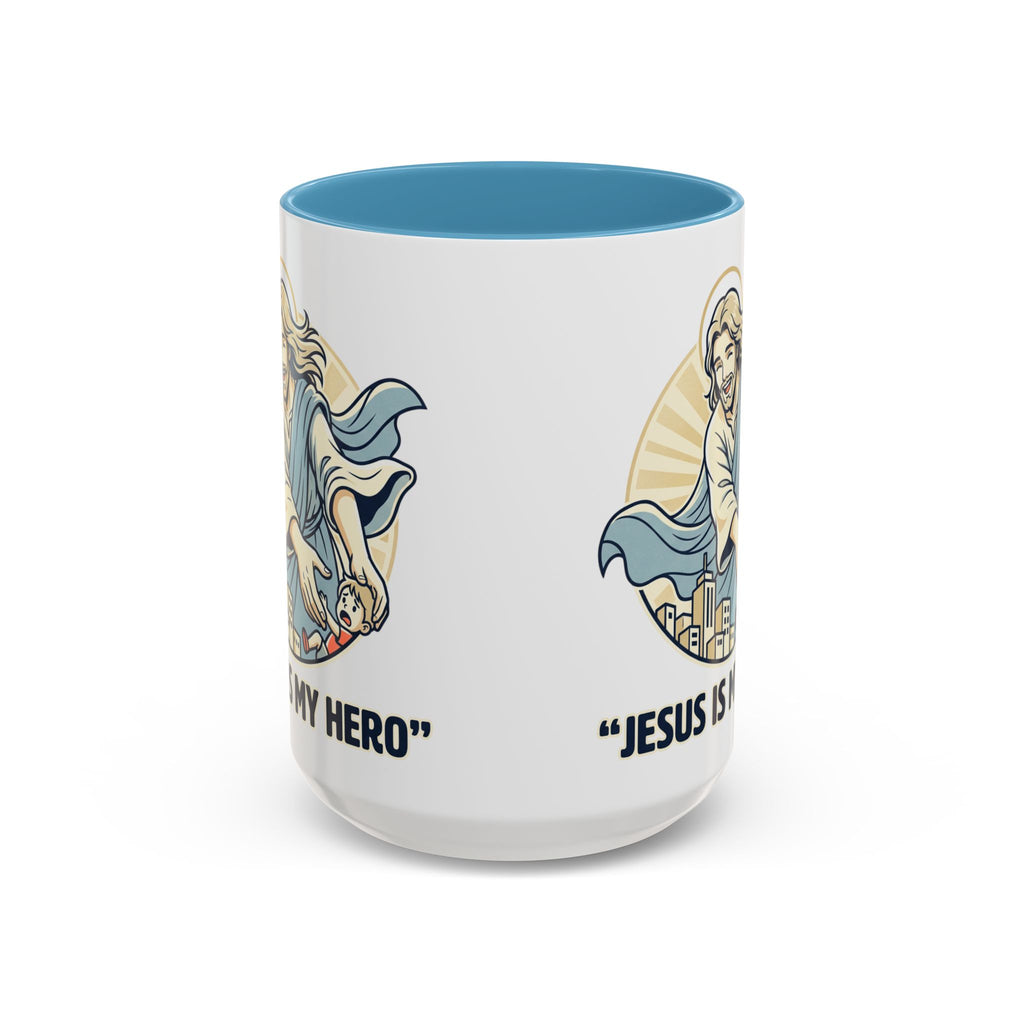 Jesus is my Hero - Accent Coffee Mug (11, 15oz)