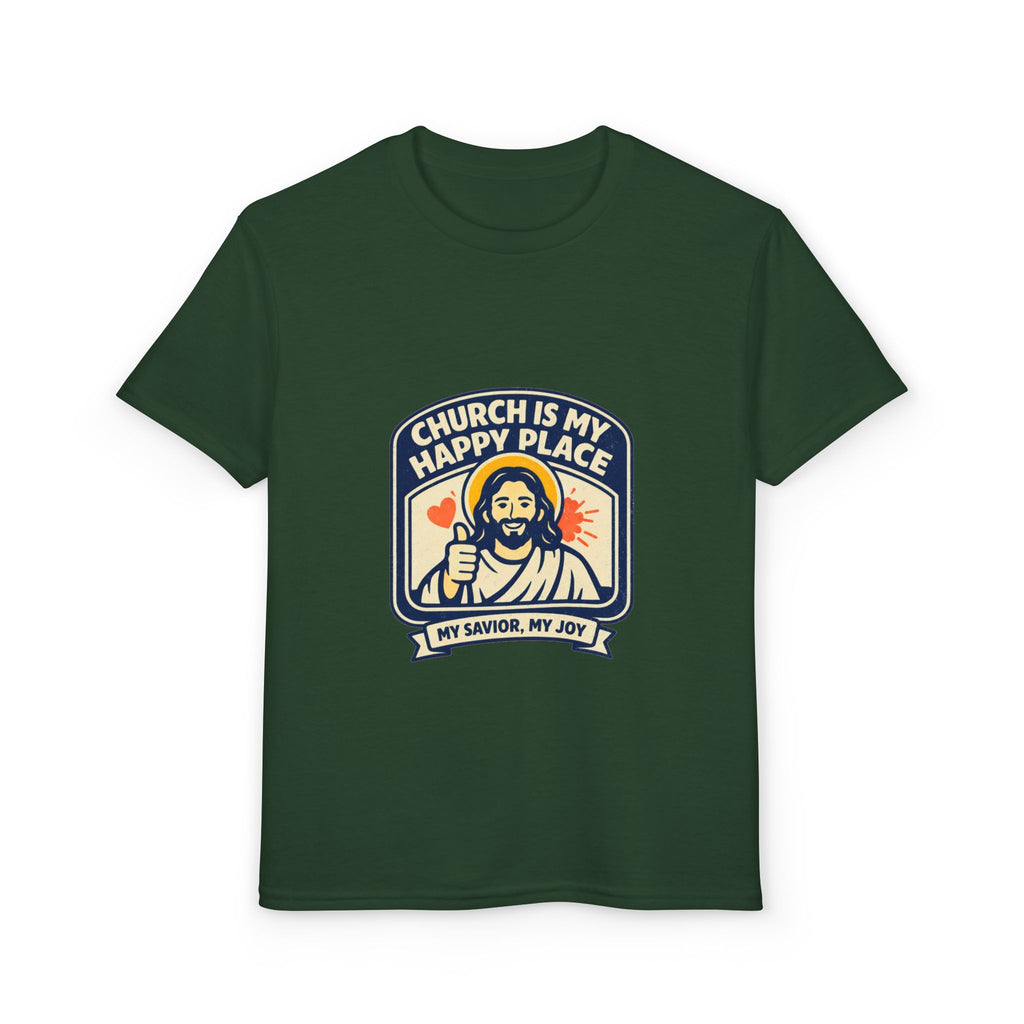 "Church Is My Happy Place" Kids Christian Tee