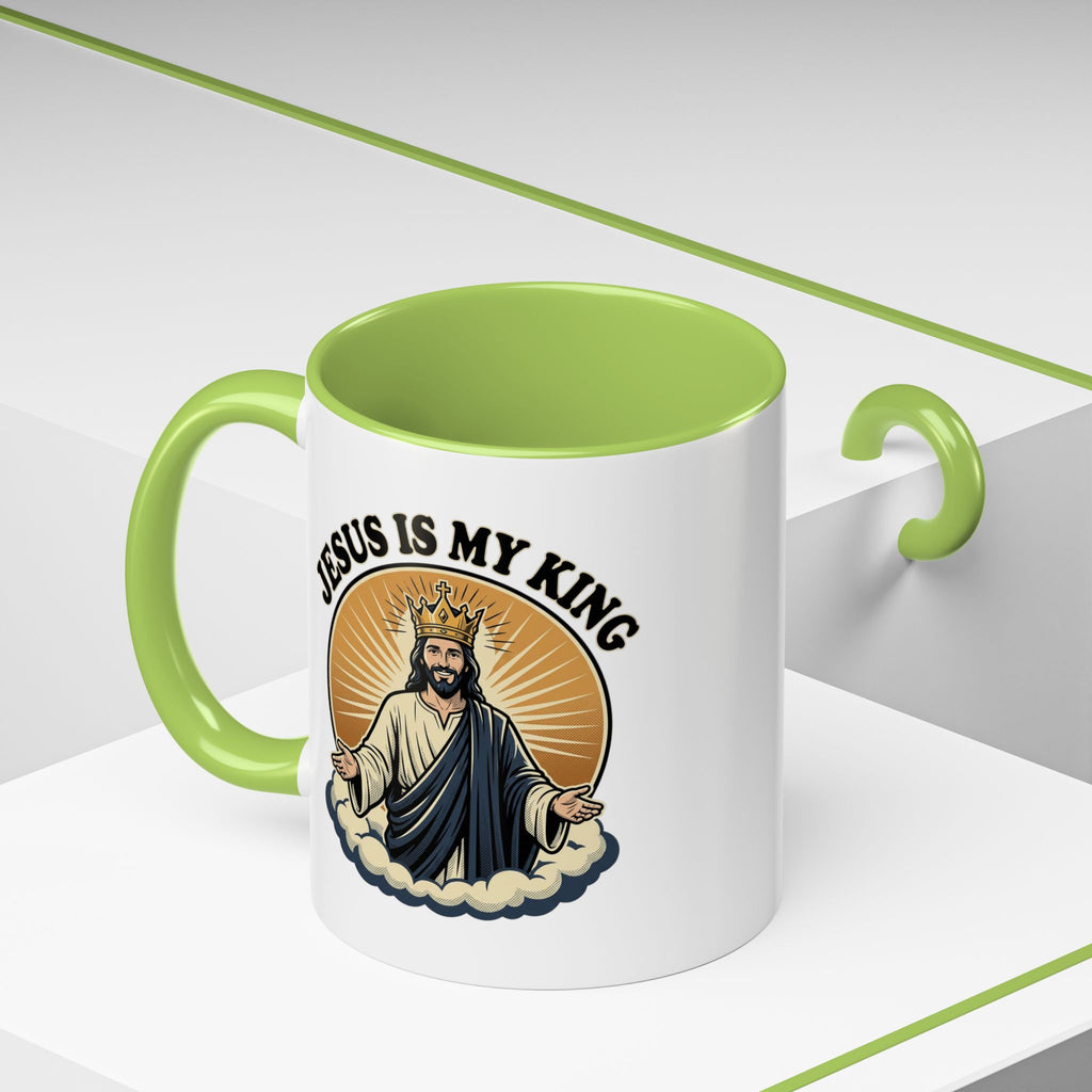 Jesus Is My King Accent Coffee Mug — Christian Religious Ceramic Mug (11/15oz)