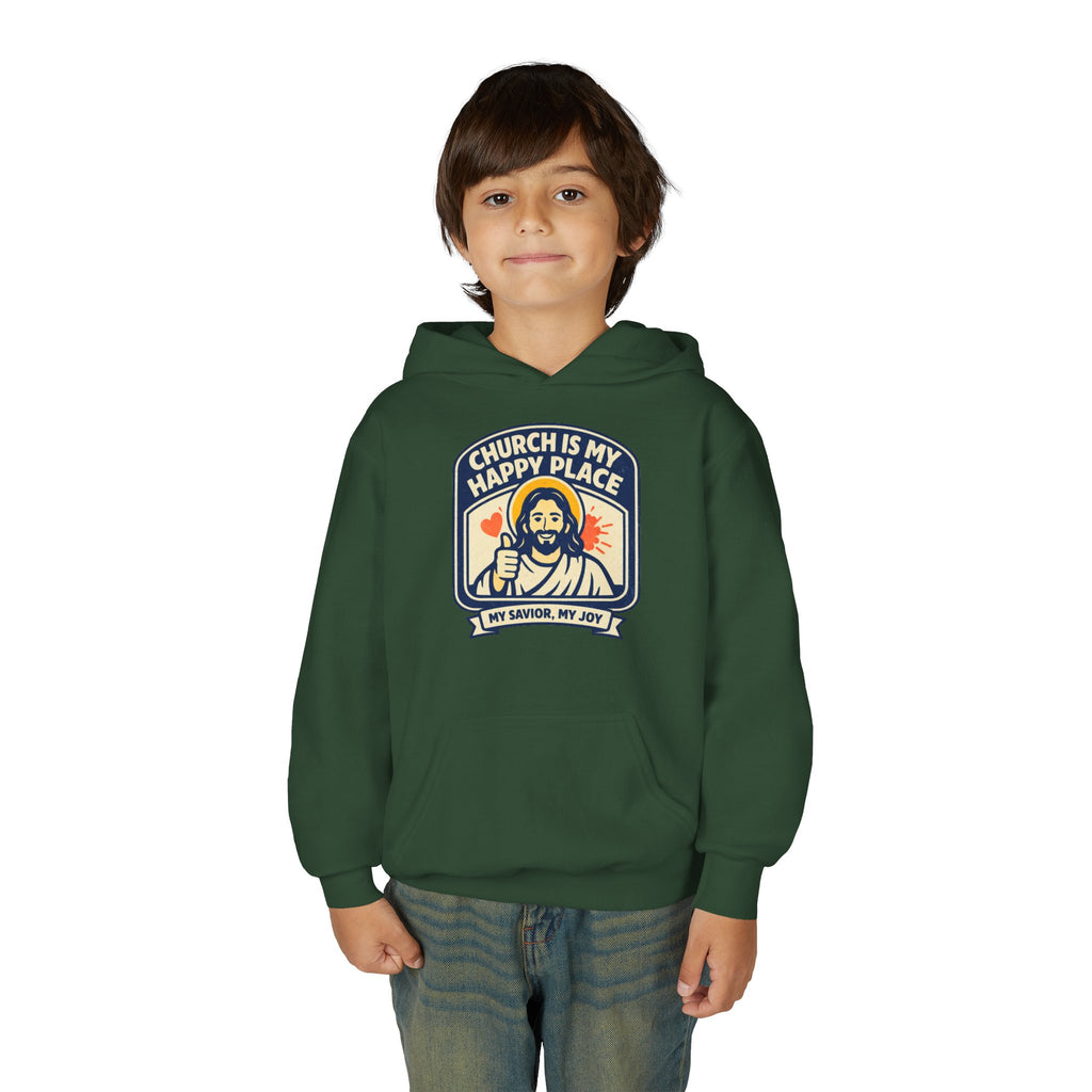 "Church Is My Happy Place" Youth Jesus Graphic Christian Sweatshirt