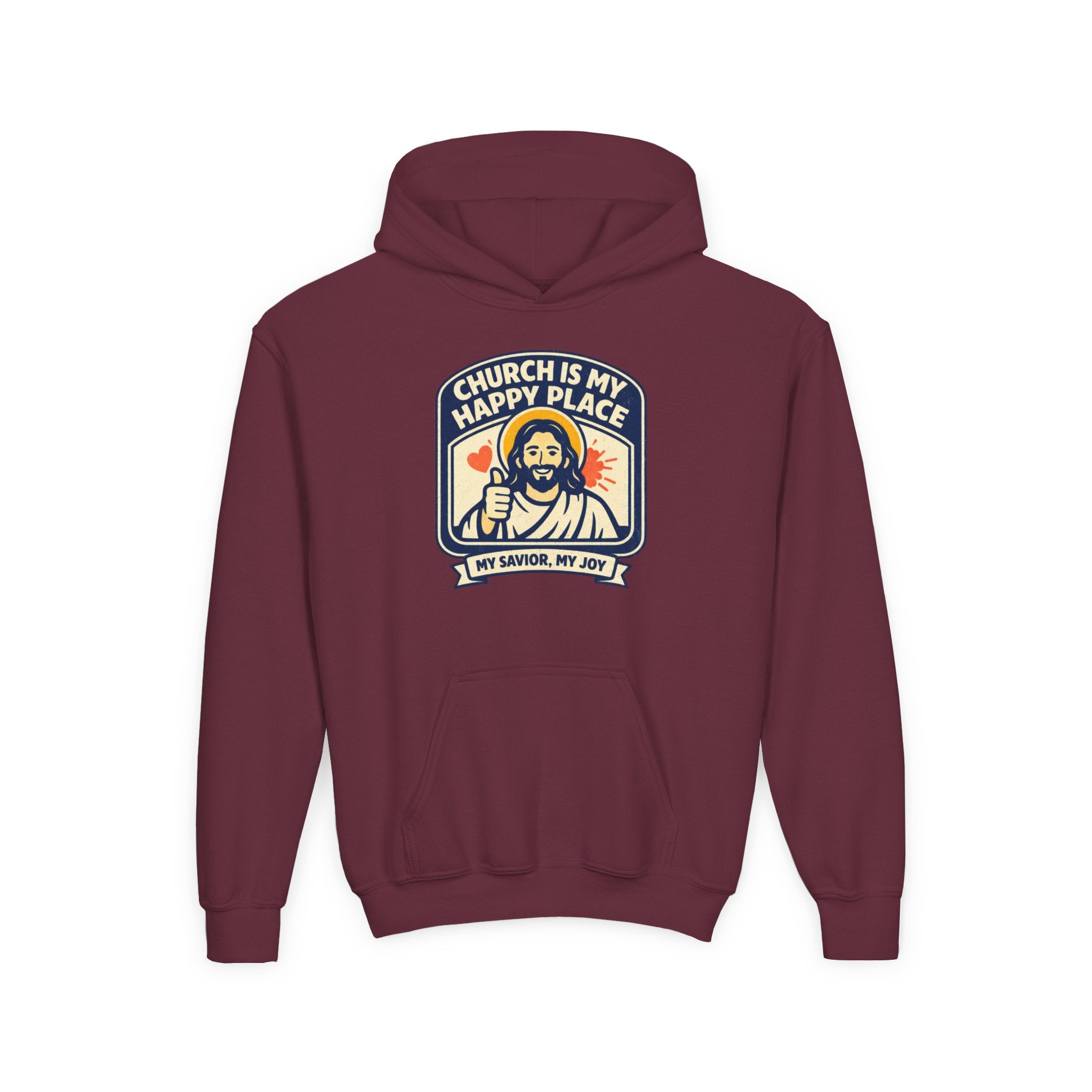"Church Is My Happy Place" Youth Jesus Graphic Christian Sweatshirt