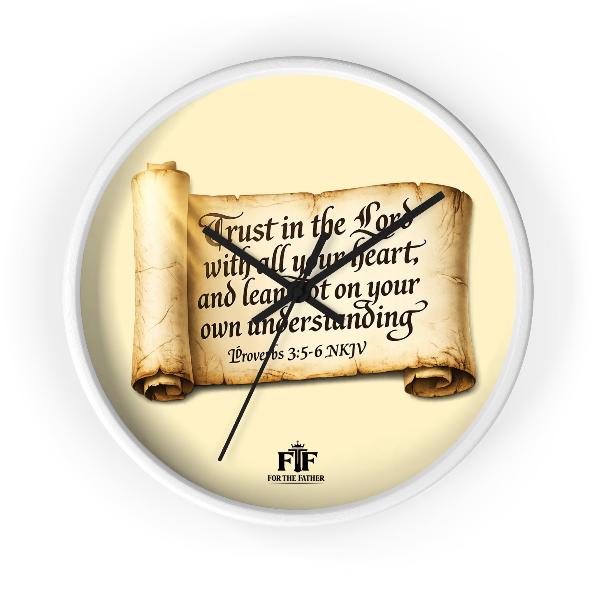 FTF - "Trust In The Lord" Proverbs 3:5 Scroll - Wall Clock