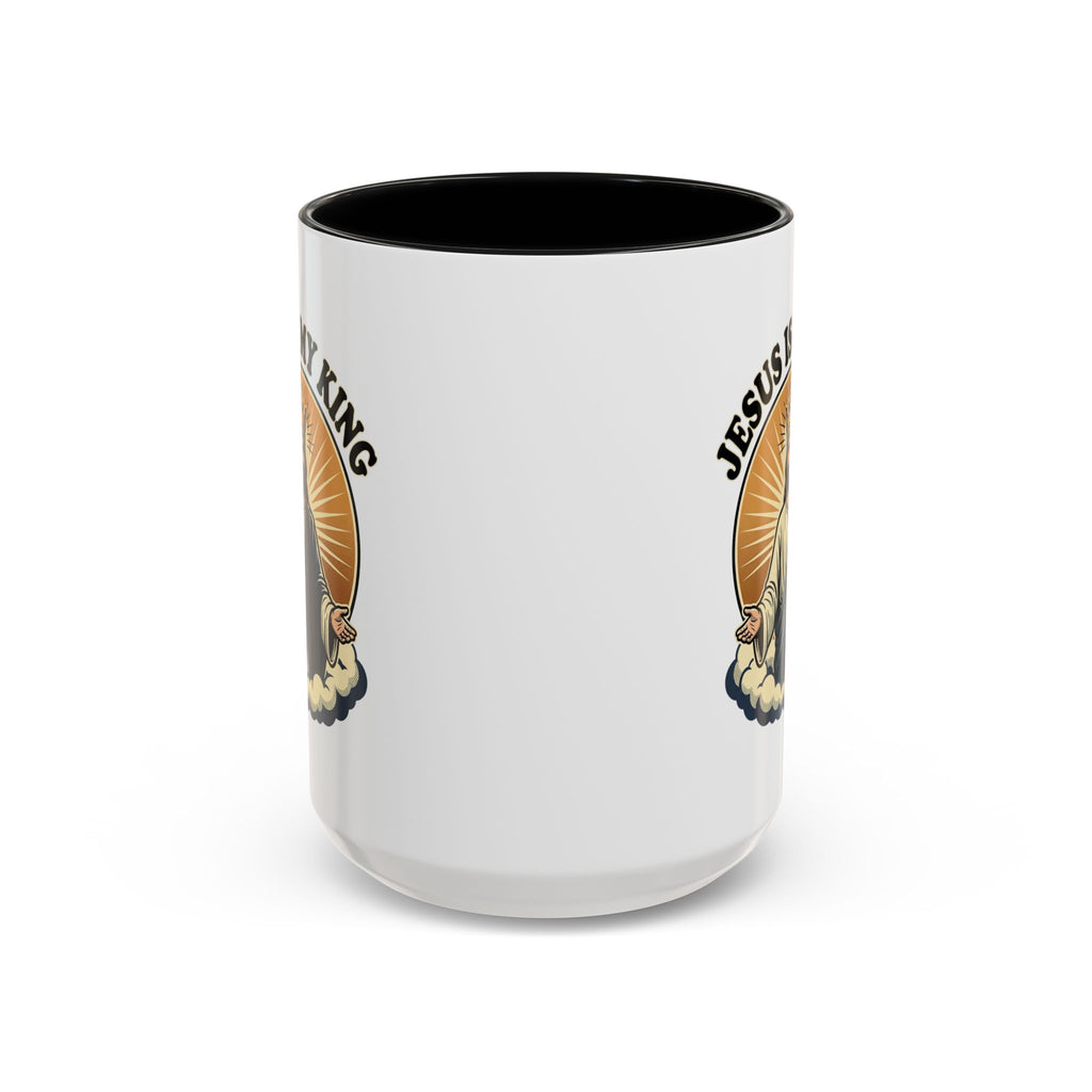 Jesus Is My King Accent Coffee Mug — Christian Religious Ceramic Mug (11/15oz)