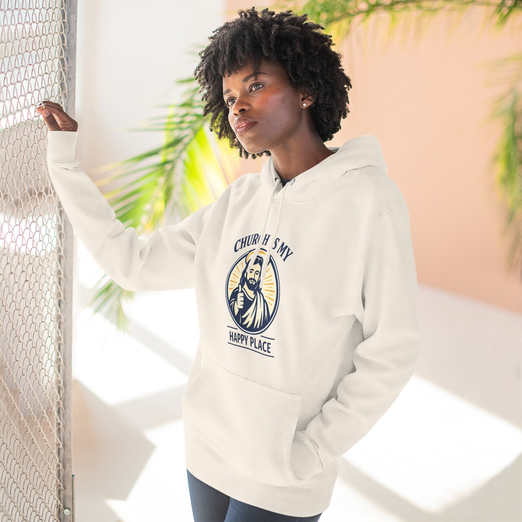 Church Is My Happy Place Hoodie - Christian Faith Graphic Hoodie