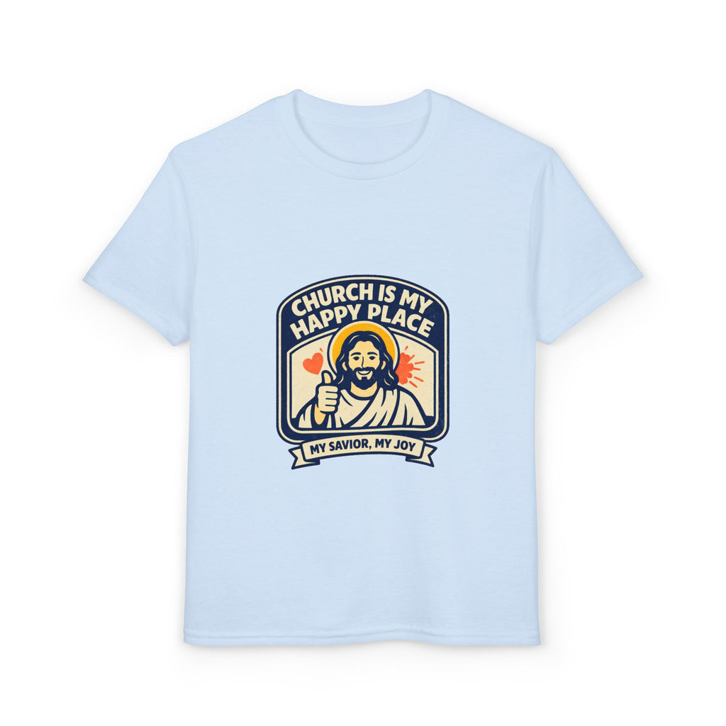 "Church Is My Happy Place" Kids Christian Tee