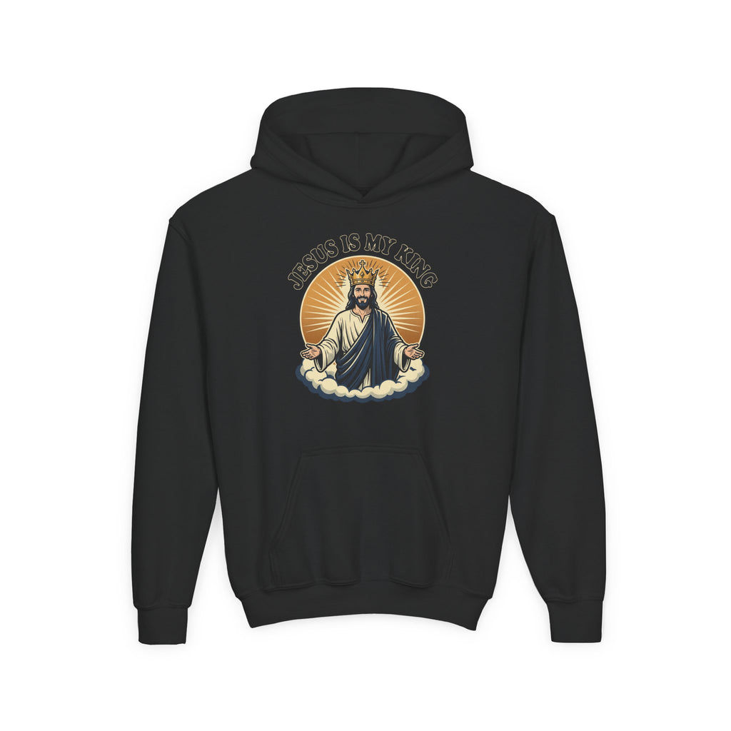 "Jesus Is My King" Youth Hoodie, Christian Faith Pullover