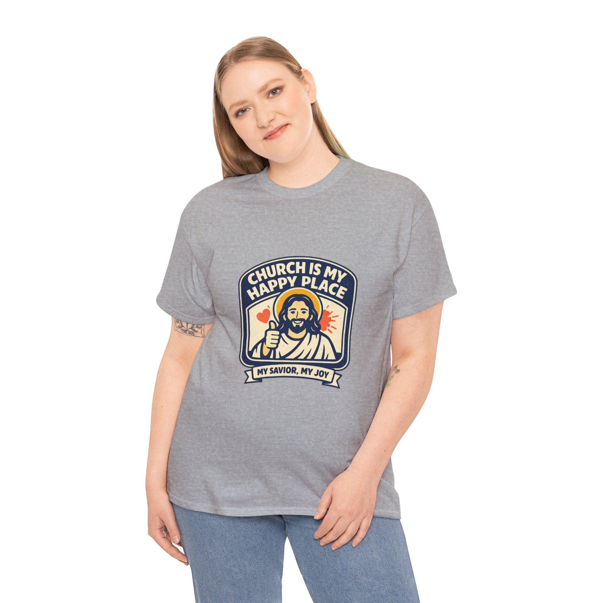 Church Is My Happy Place T-Shirt — Christian Faith Tee (My Savior, My Joy)