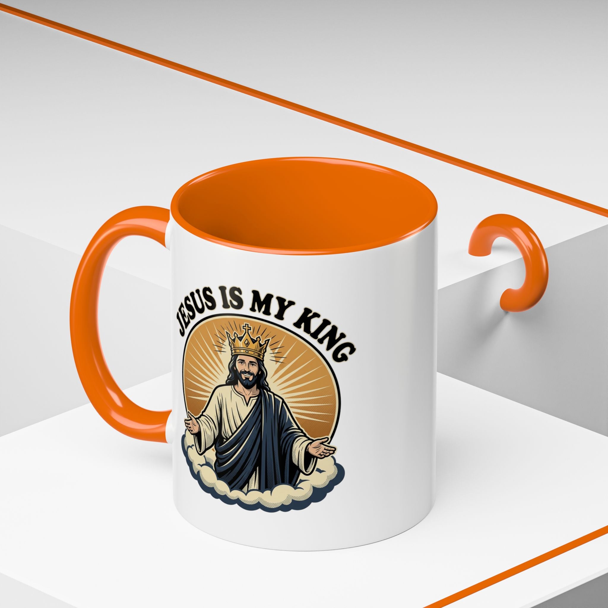 Jesus Is My King Accent Coffee Mug — Christian Religious Ceramic Mug (11/15oz)