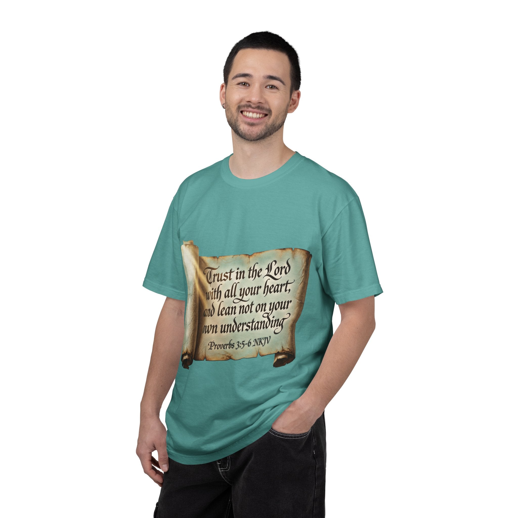 Proverbs 3:5-6 Trust in the Lord T-shirt Scroll Design