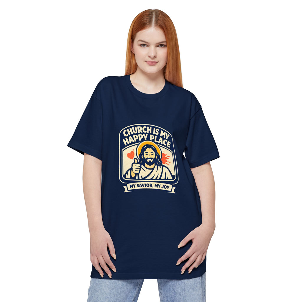 Church Is My Happy Place T-Shirt (Big & Tall) — Christian Faith Graphic Tee