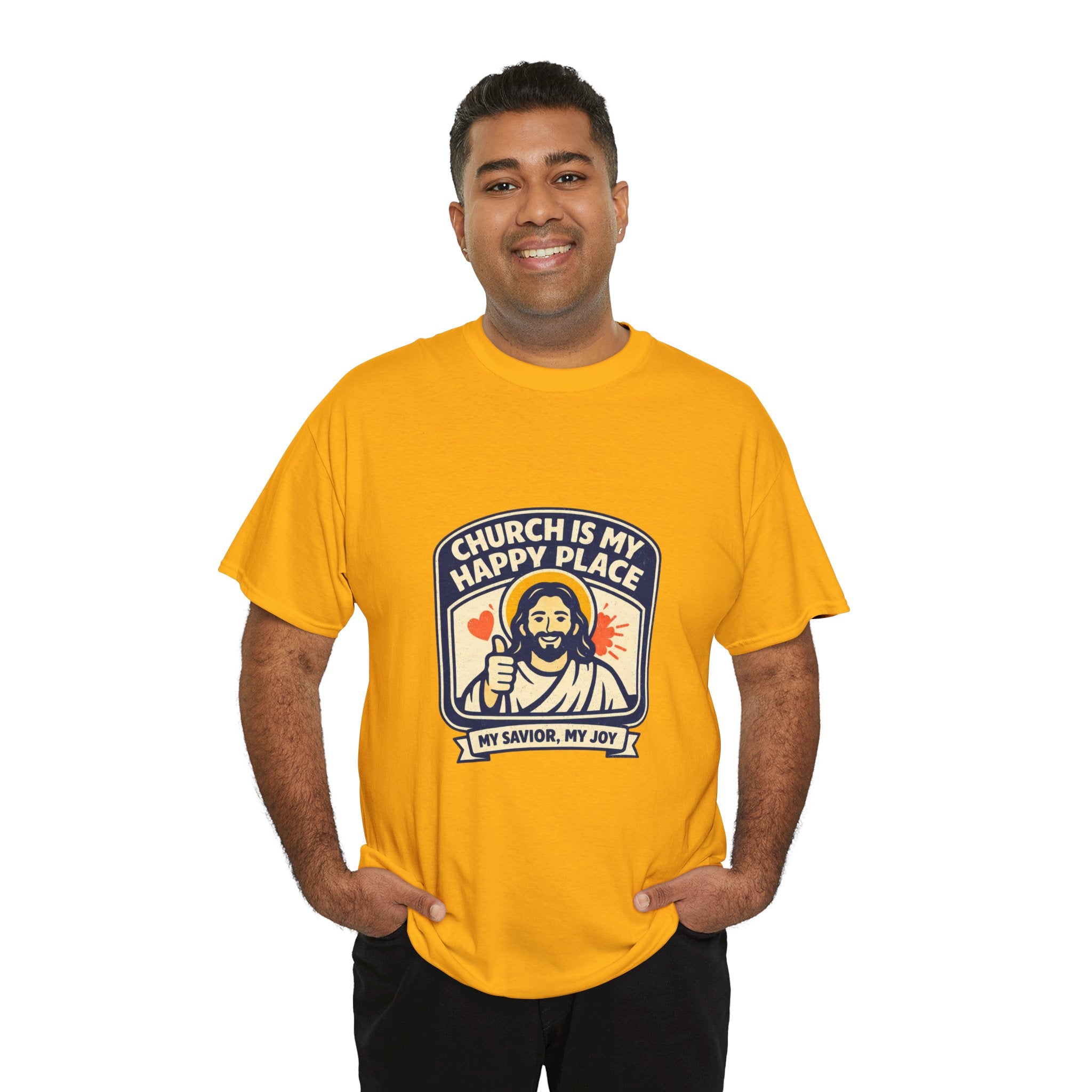 Church Is My Happy Place T-Shirt — Christian Faith Tee (My Savior, My Joy)