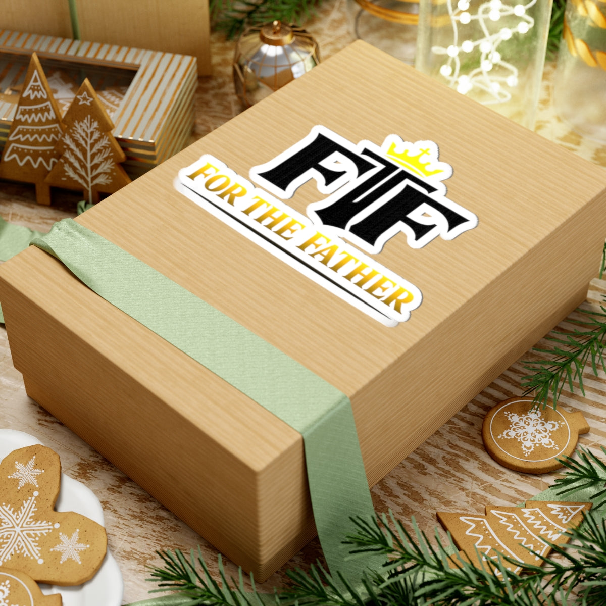 For The Father (FTF) Kiss-Cut Sticker — Christian Crown Logo Sticker for Laptops, Bibles & Gifts