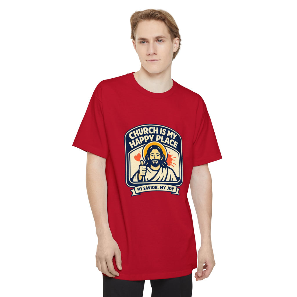 Church Is My Happy Place T-Shirt (Big & Tall) — Christian Faith Graphic Tee