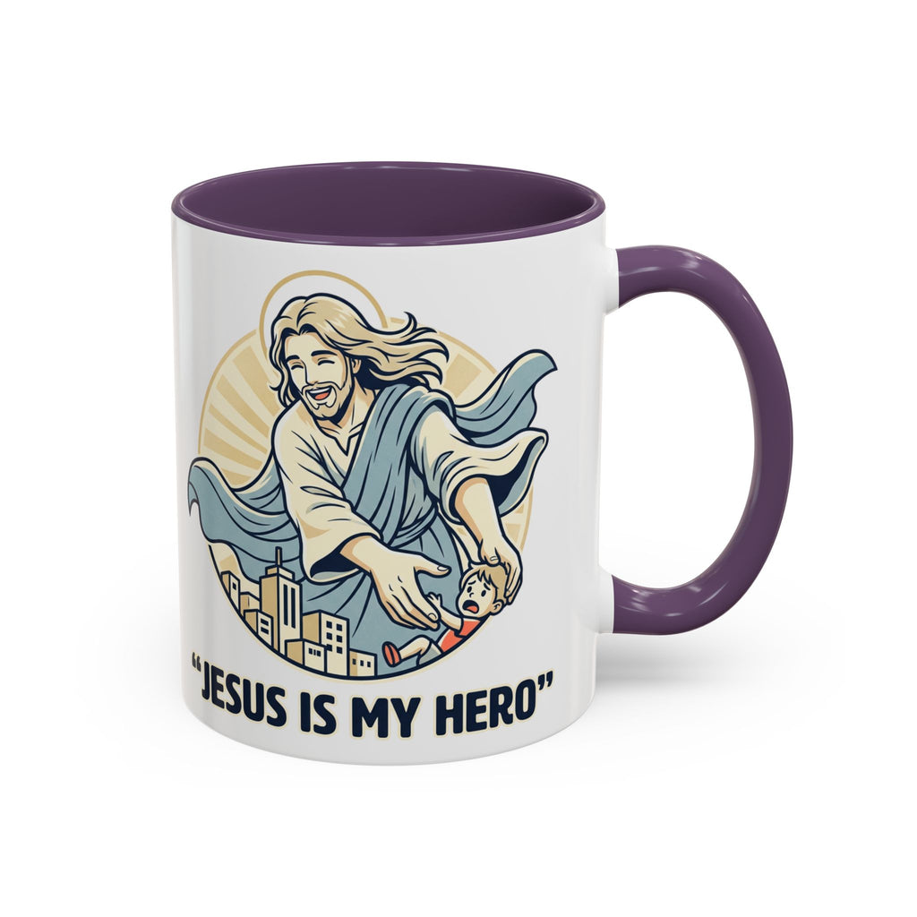 Jesus is my Hero - Accent Coffee Mug (11, 15oz)