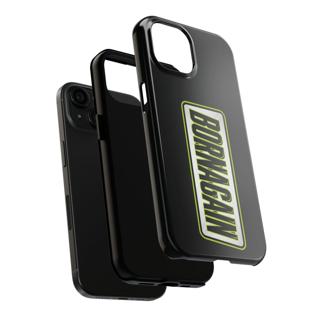 BORNAGAIN vertical logo Phone Case | Black protective tough case