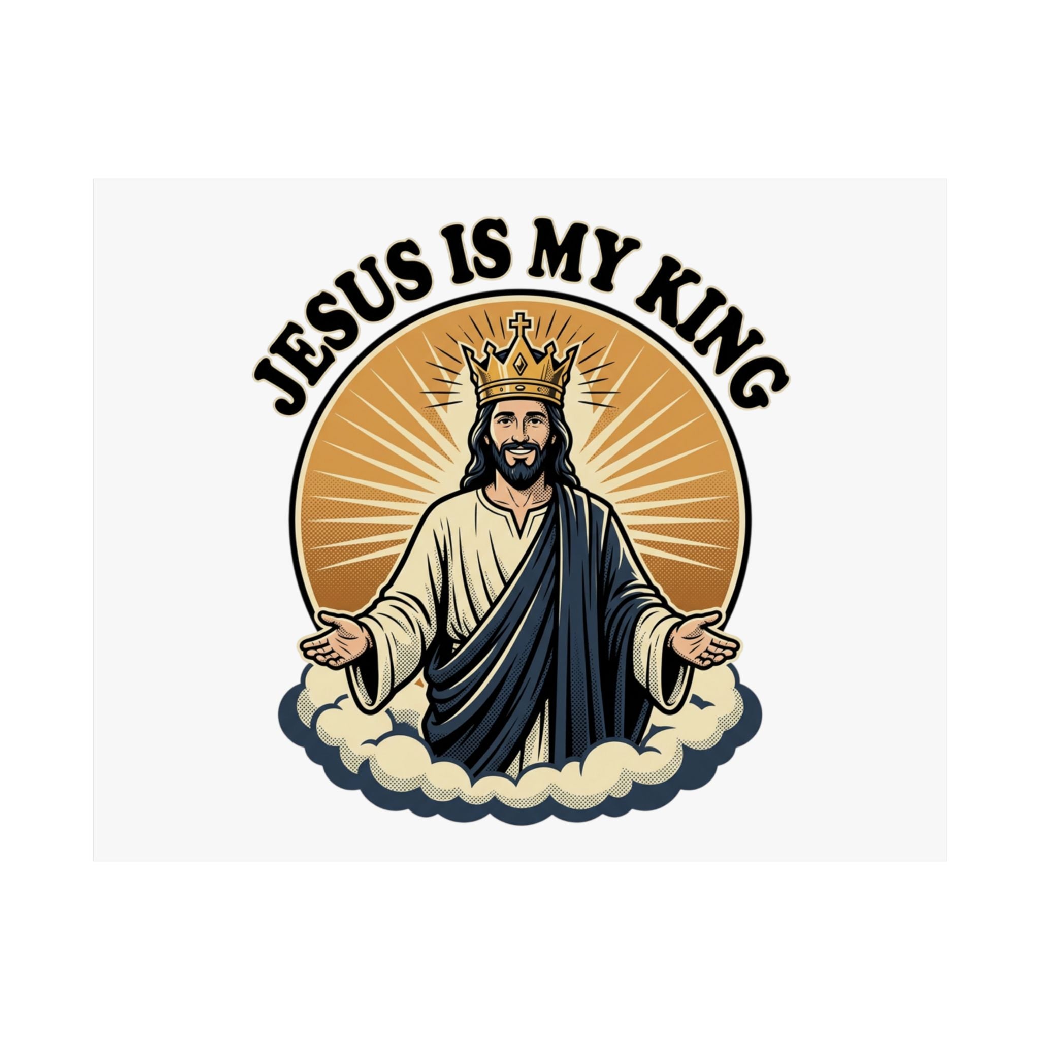 Jesus Is My King Poster — Crowned Christ Wall Art for Christian Home & Church Decor