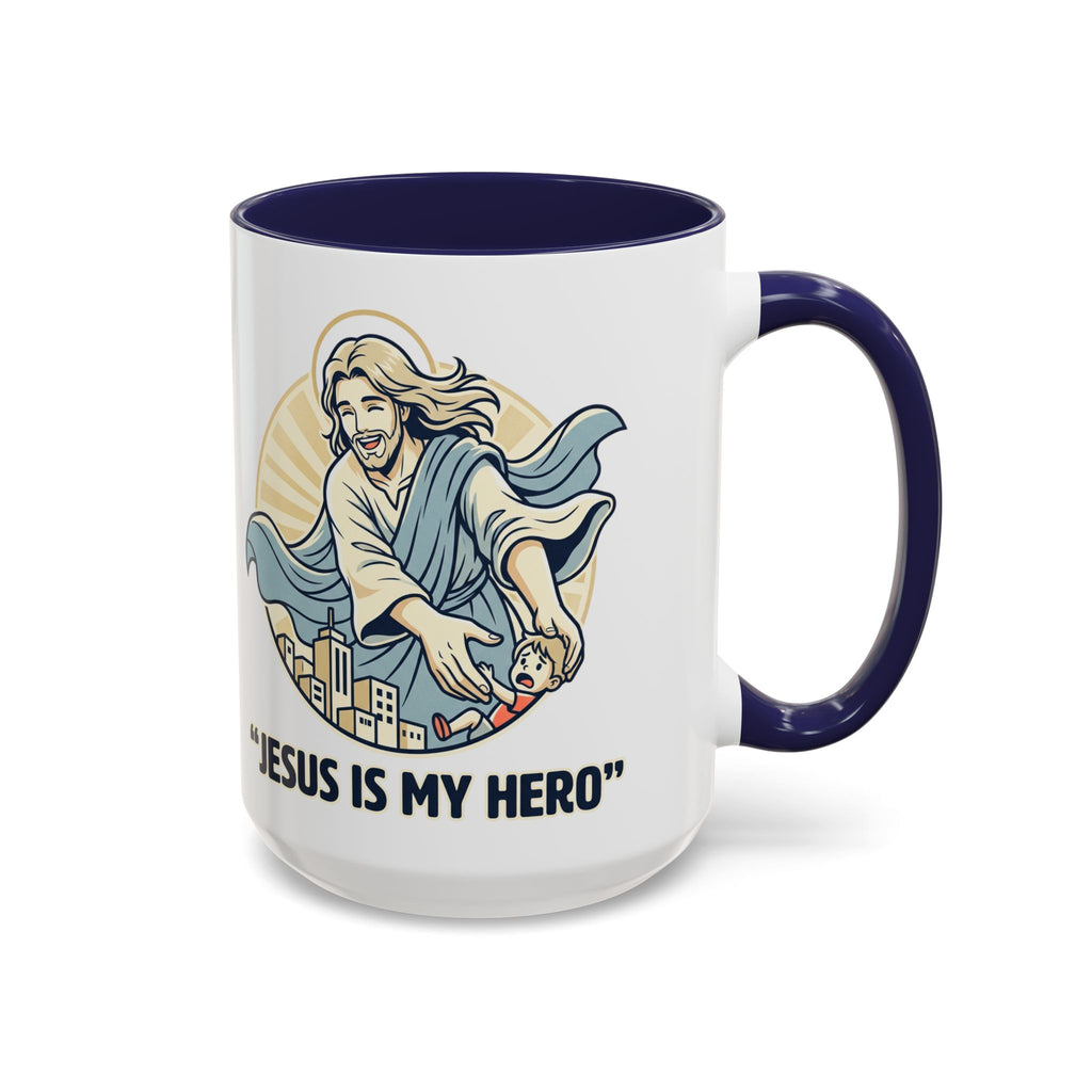 Jesus is my Hero - Accent Coffee Mug (11, 15oz)