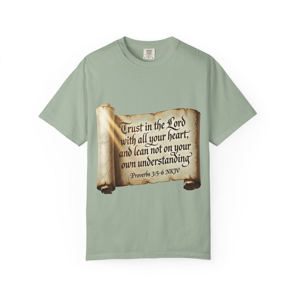Proverbs 3:5-6 Trust in the Lord T-shirt Scroll Design