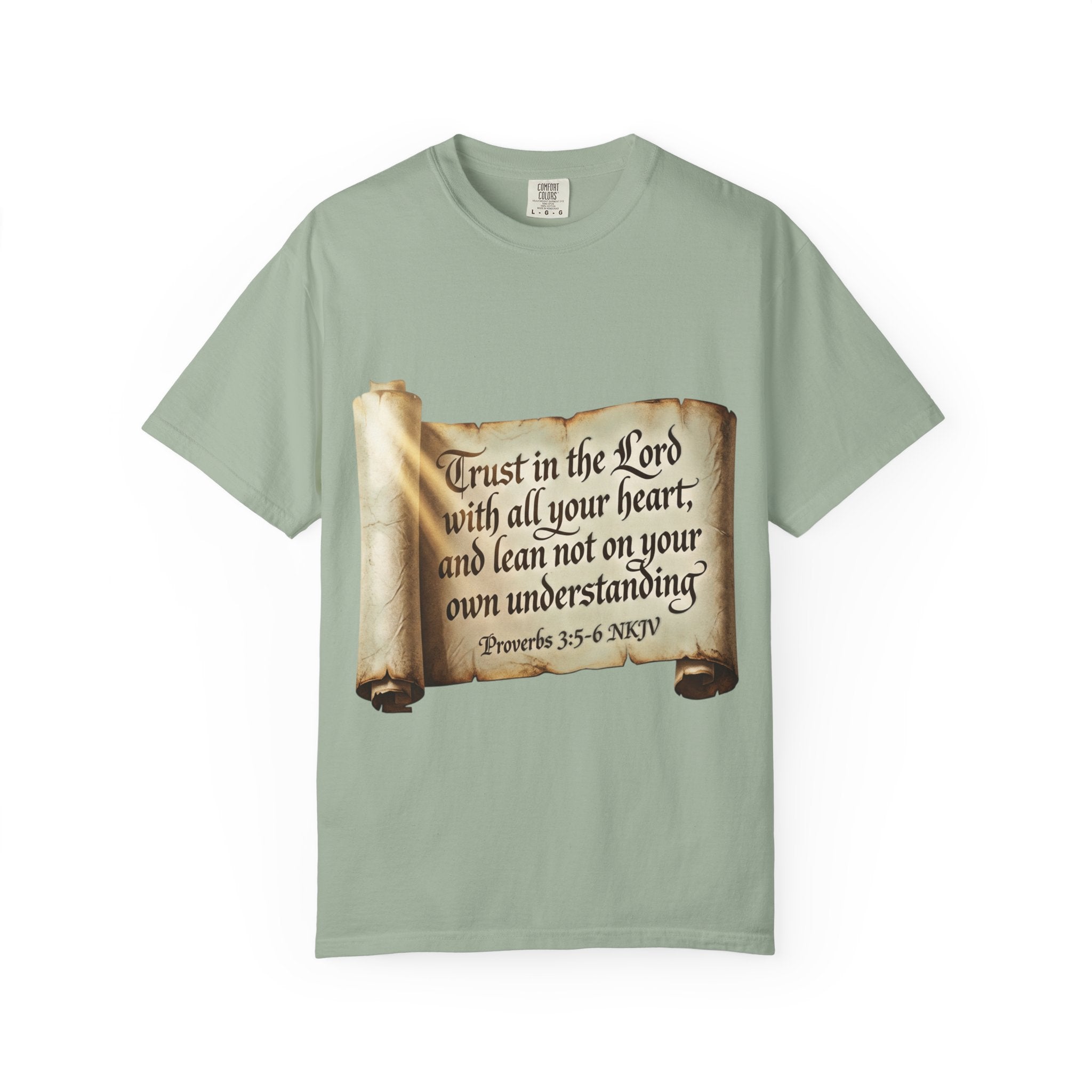 Proverbs 3:5-6 Trust in the Lord T-shirt Scroll Design