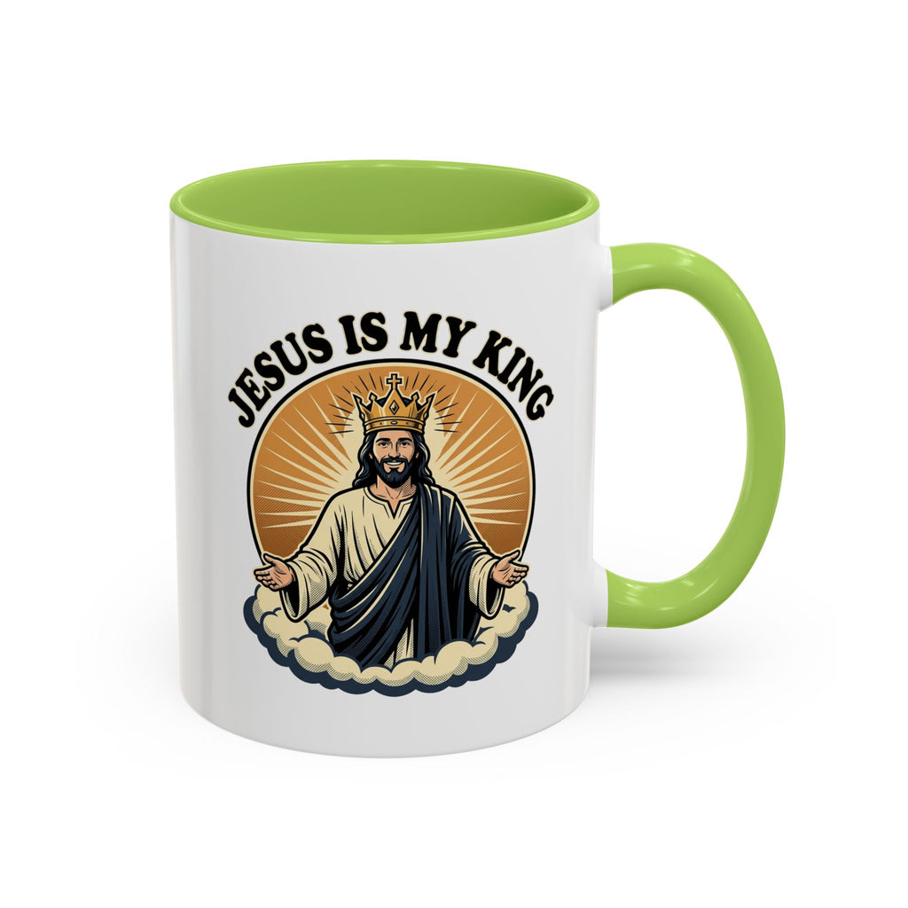 Jesus Is My King Accent Coffee Mug — Christian Religious Ceramic Mug (11/15oz)