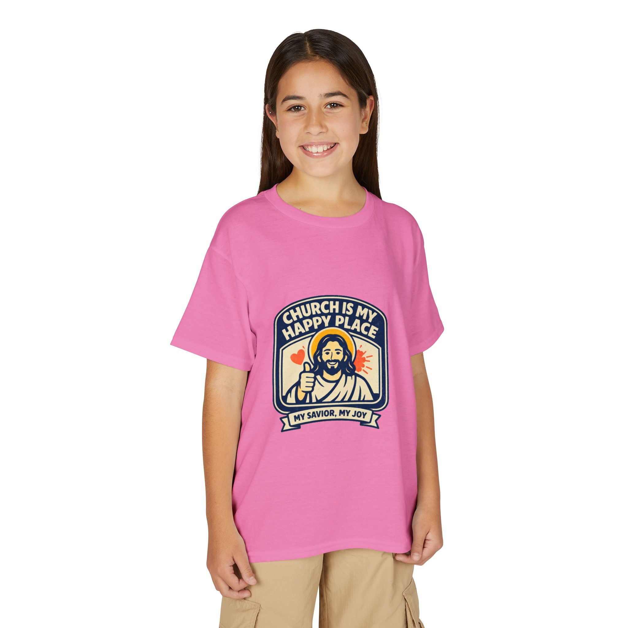 "Church Is My Happy Place" Kids Christian Tee