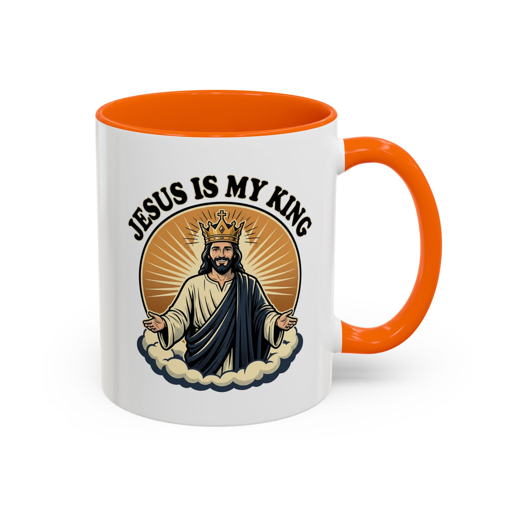 Jesus Is My King Accent Coffee Mug — Christian Religious Ceramic Mug (11/15oz)