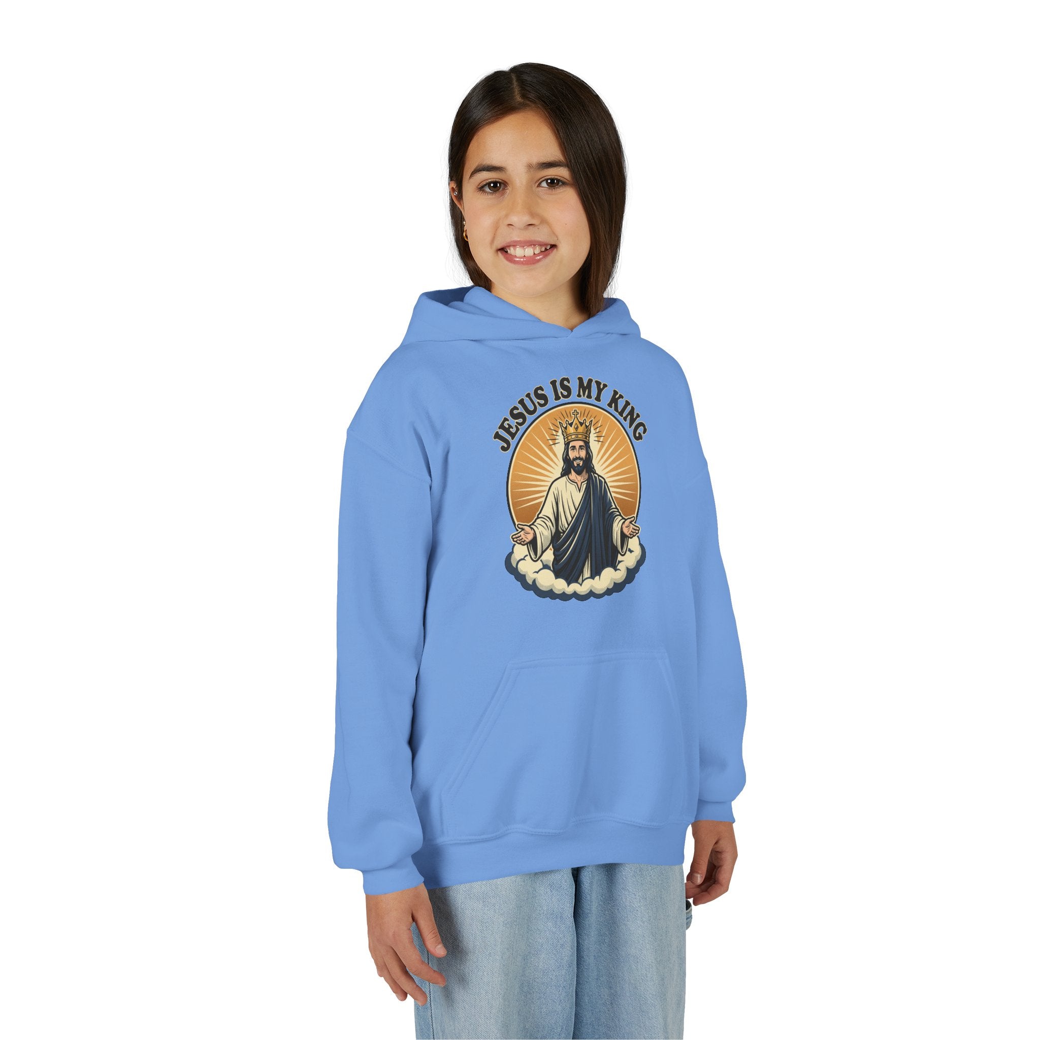 "Jesus Is My King" Youth Hoodie, Christian Faith Pullover