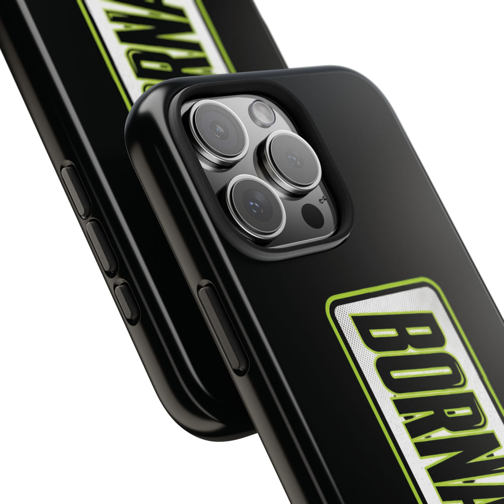 BORNAGAIN vertical logo Phone Case | Black protective tough case