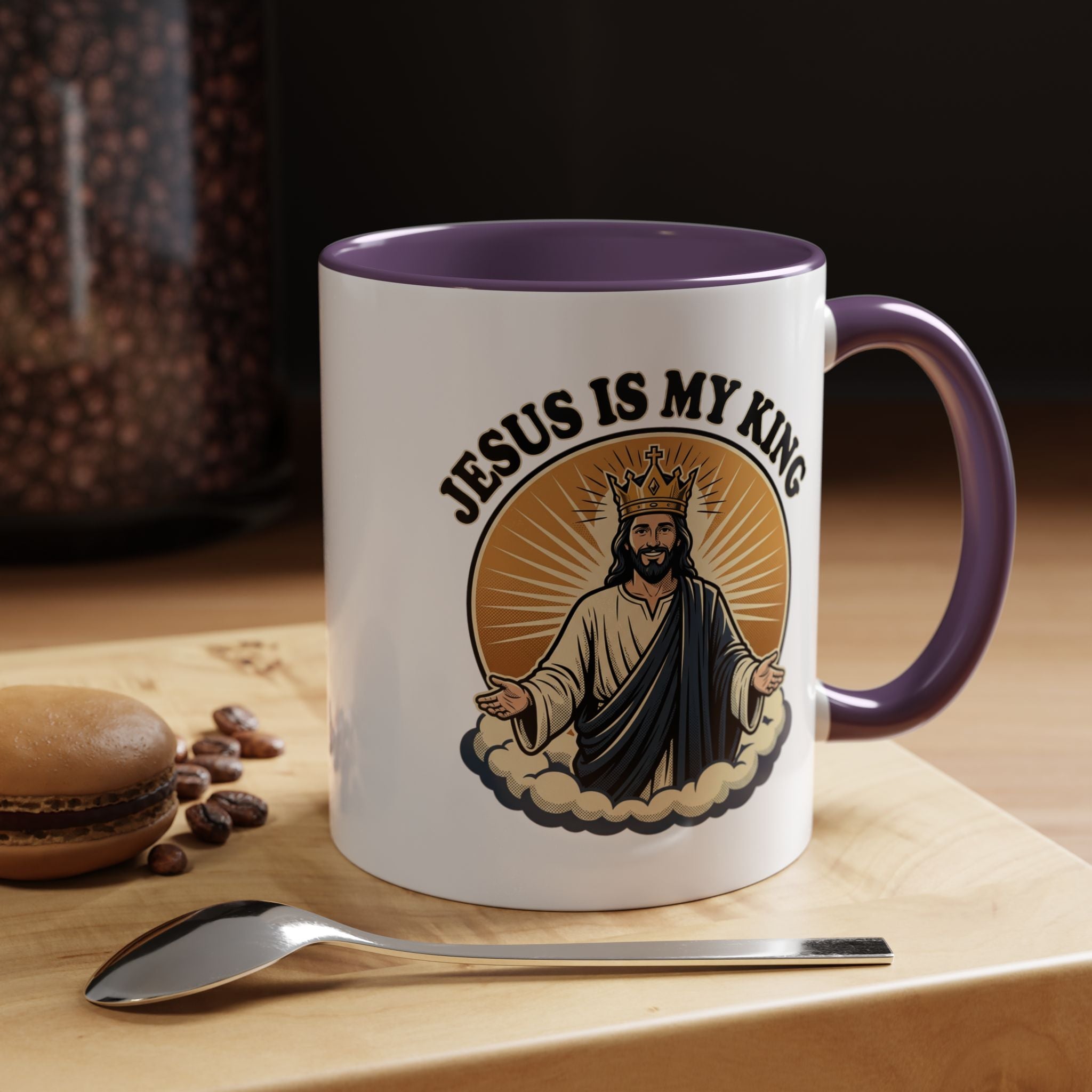 Jesus Is My King Accent Coffee Mug — Christian Religious Ceramic Mug (11/15oz)