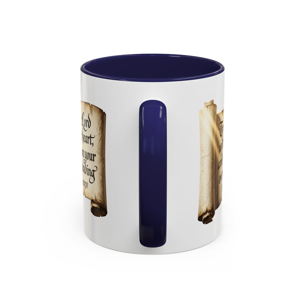 Proverbs 3:5-6 Scroll Accent Coffee Mug — Trust in the Lord Scripture Mug
