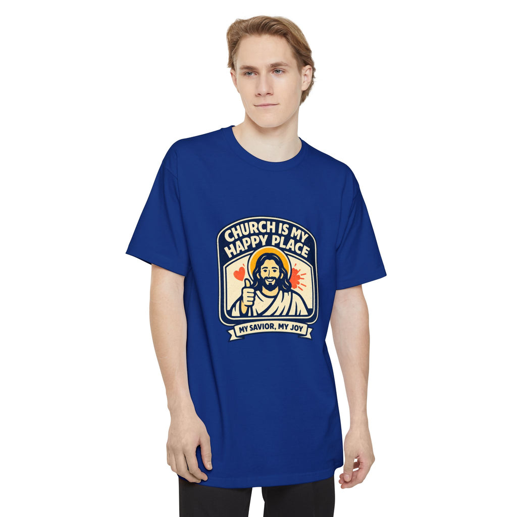 Church Is My Happy Place T-Shirt (Big & Tall) — Christian Faith Graphic Tee