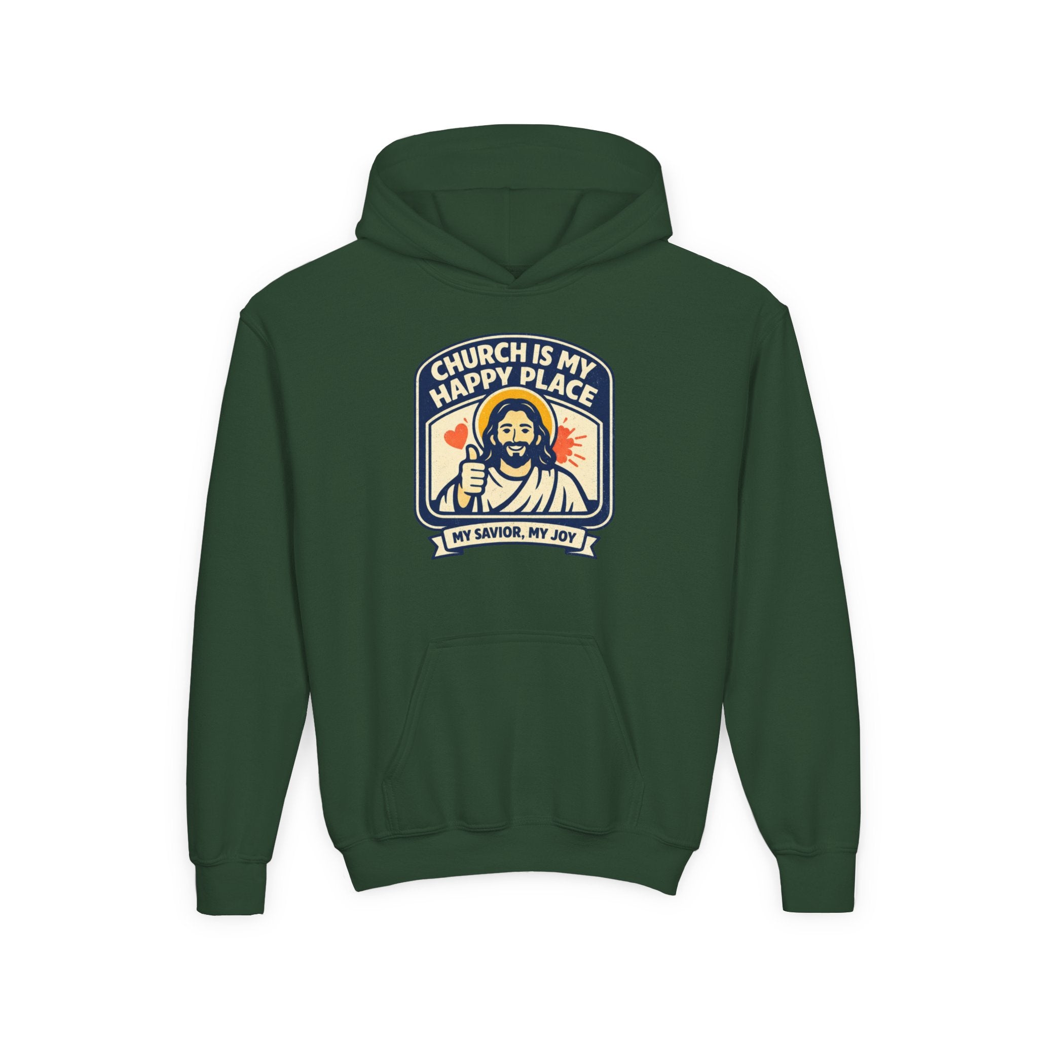 "Church Is My Happy Place" Youth Jesus Graphic Christian Sweatshirt