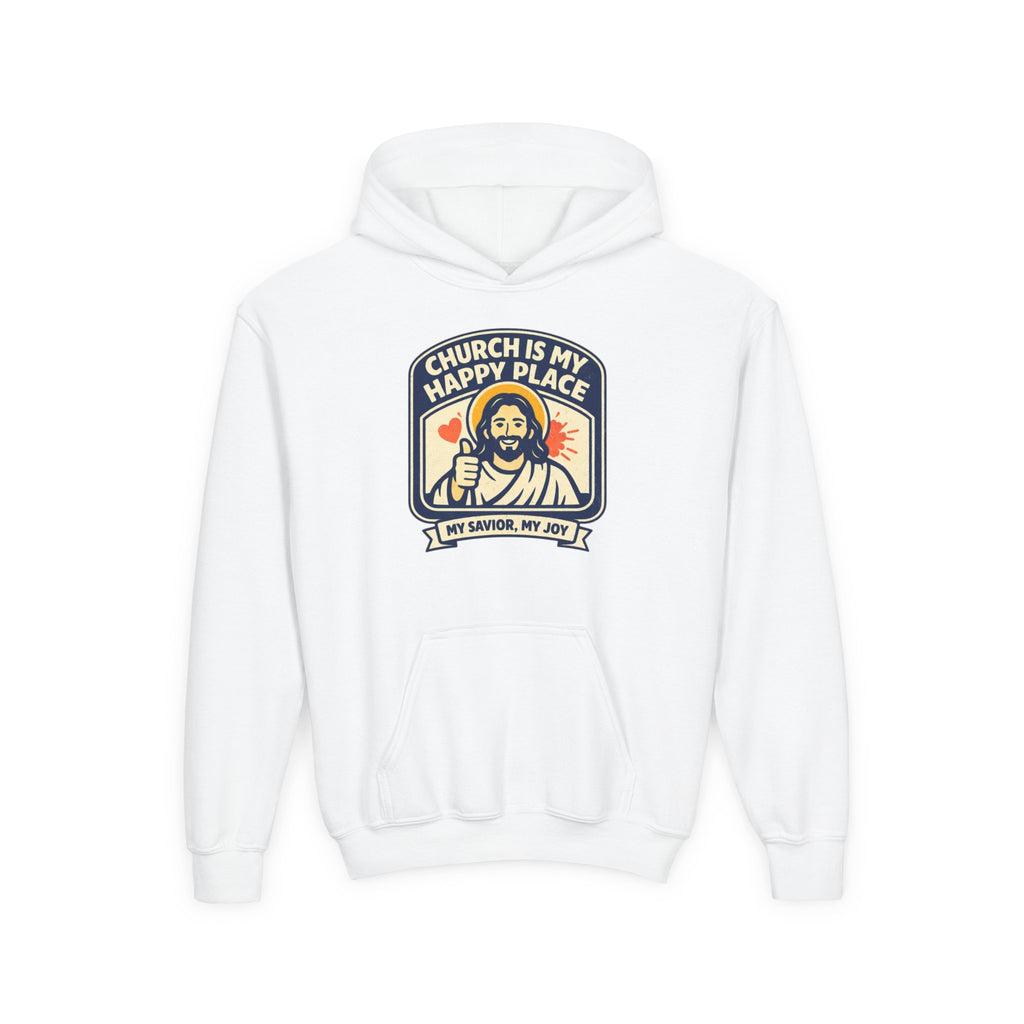 "Church Is My Happy Place" Youth Jesus Graphic Christian Sweatshirt