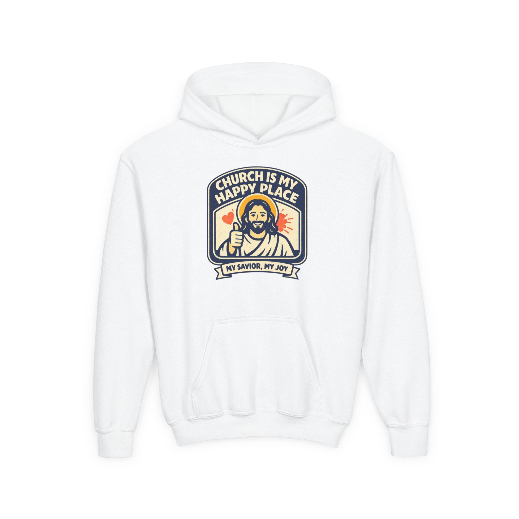 "Church Is My Happy Place" Youth Jesus Graphic Christian Sweatshirt