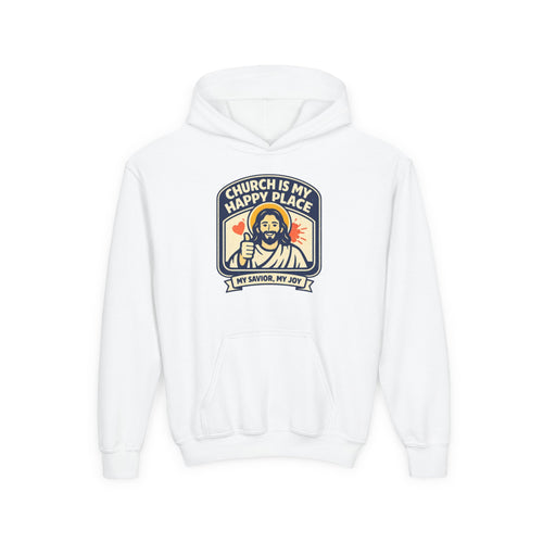 "Church Is My Happy Place" Youth Jesus Graphic Christian Sweatshirt
