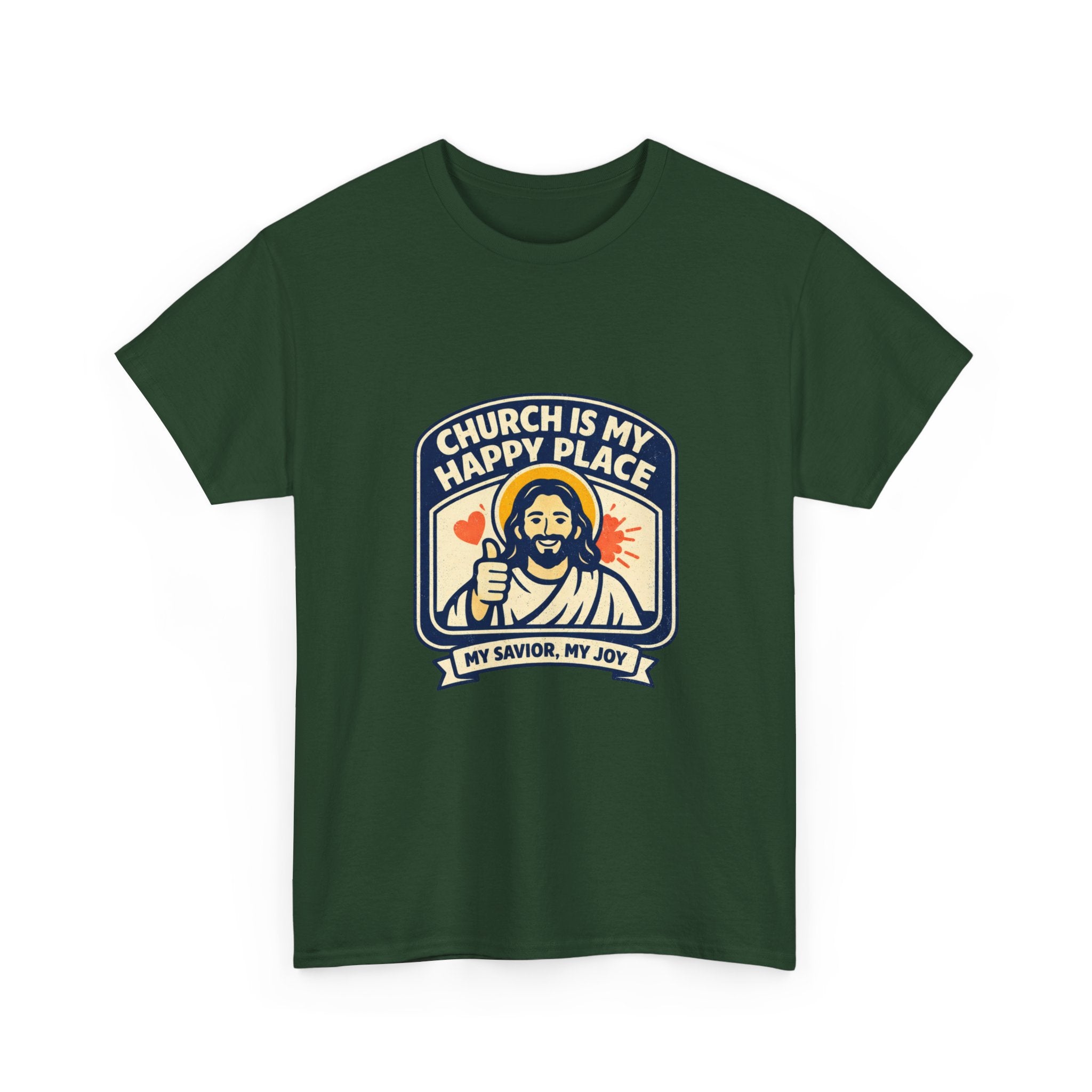 Church Is My Happy Place T-Shirt — Christian Faith Tee (My Savior, My Joy)