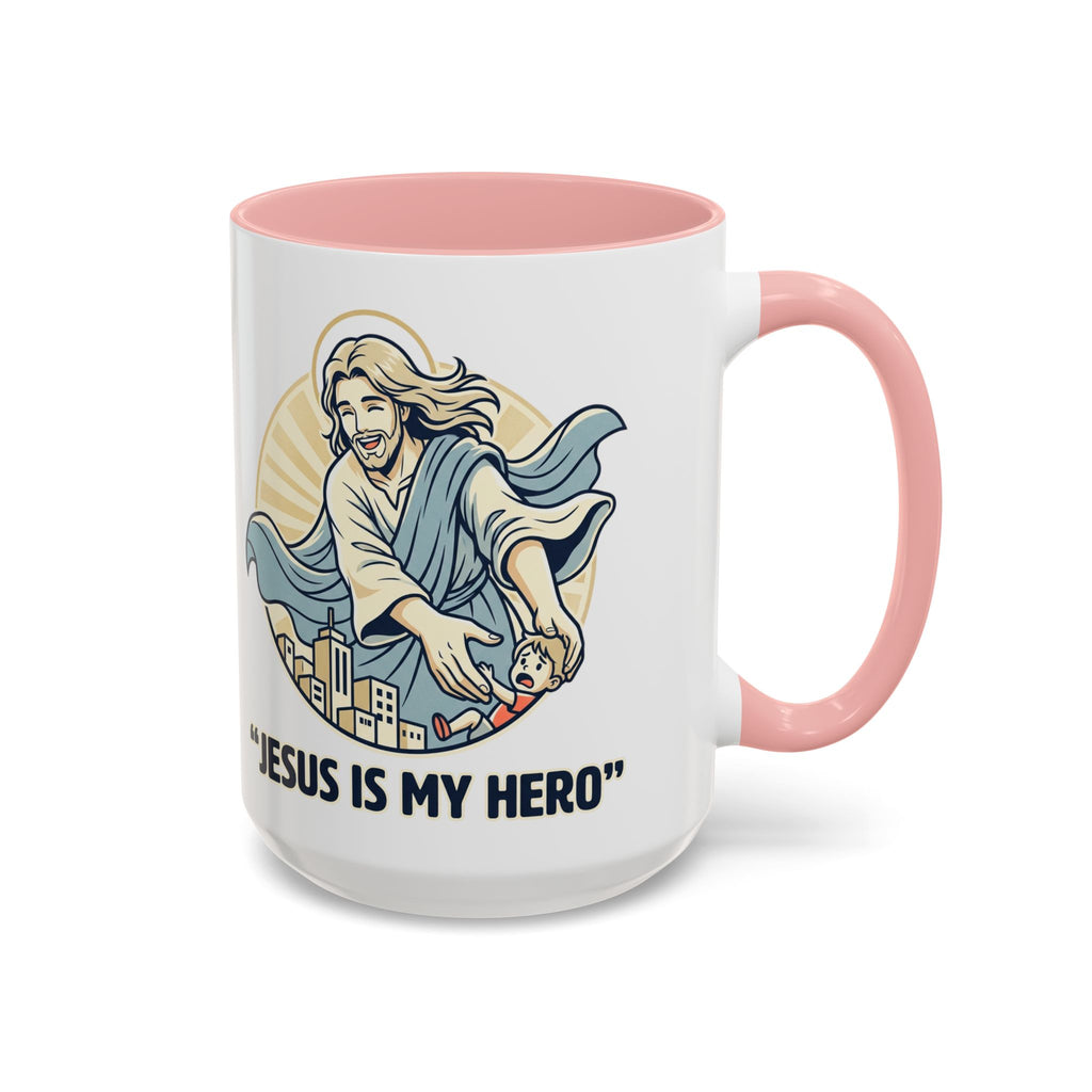 Jesus is my Hero - Accent Coffee Mug (11, 15oz)