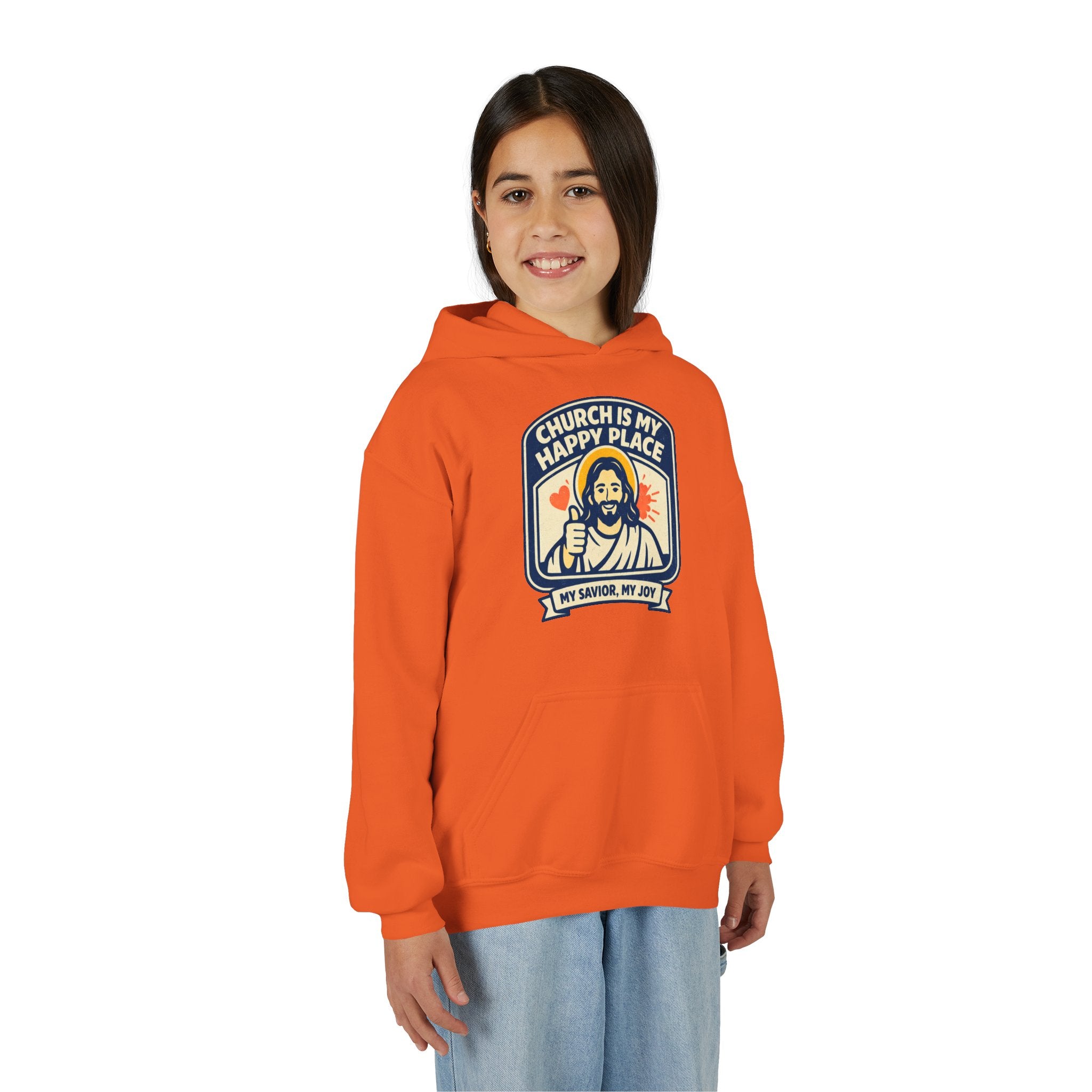 "Church Is My Happy Place" Youth Jesus Graphic Christian Sweatshirt